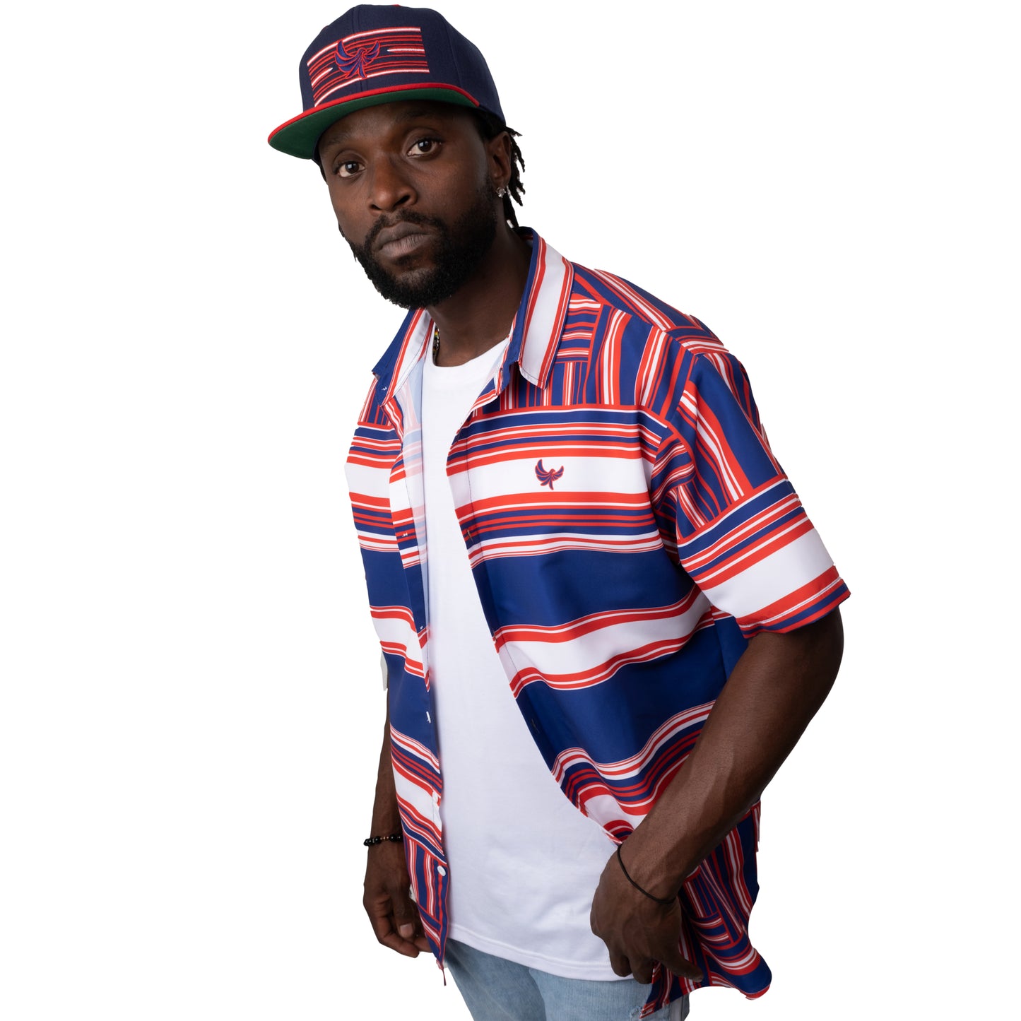 Button Down Shirt Navy Stripe PEACE GANG