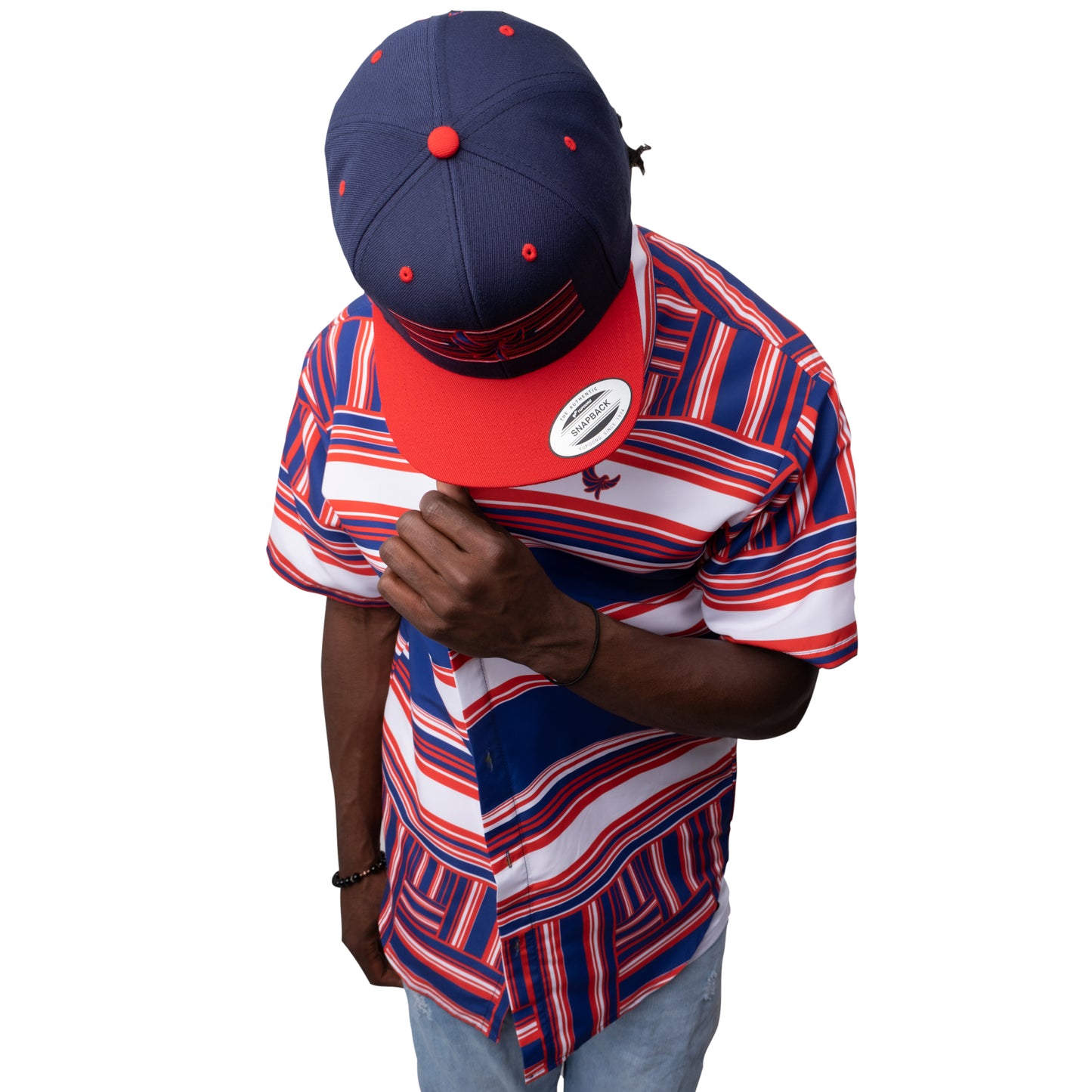 Button Down Shirt Navy Stripe PEACE GANG