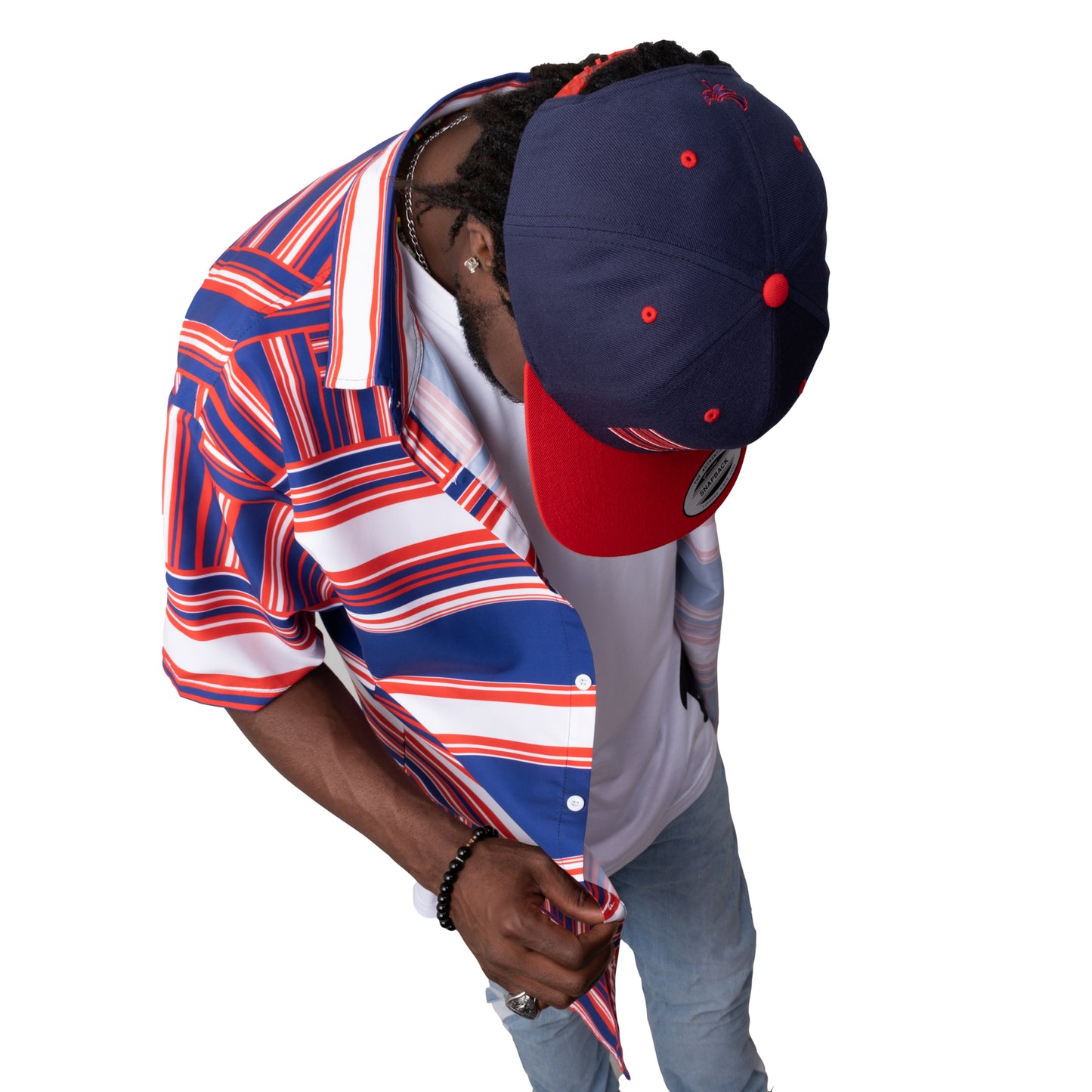 Button Down Shirt Navy Stripe PEACE GANG