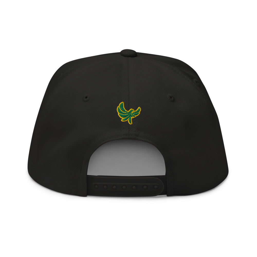 Black High Profile Snapback Flat Bill Cap - PEACE GANG " Worldwide "
