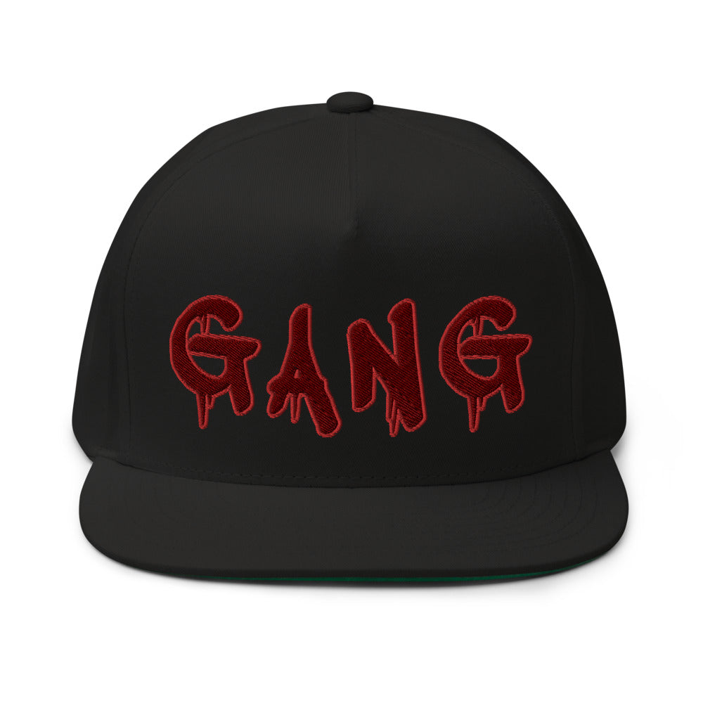 White Five Panel Snap-Back Flat Bill Cap- PEACE GANG