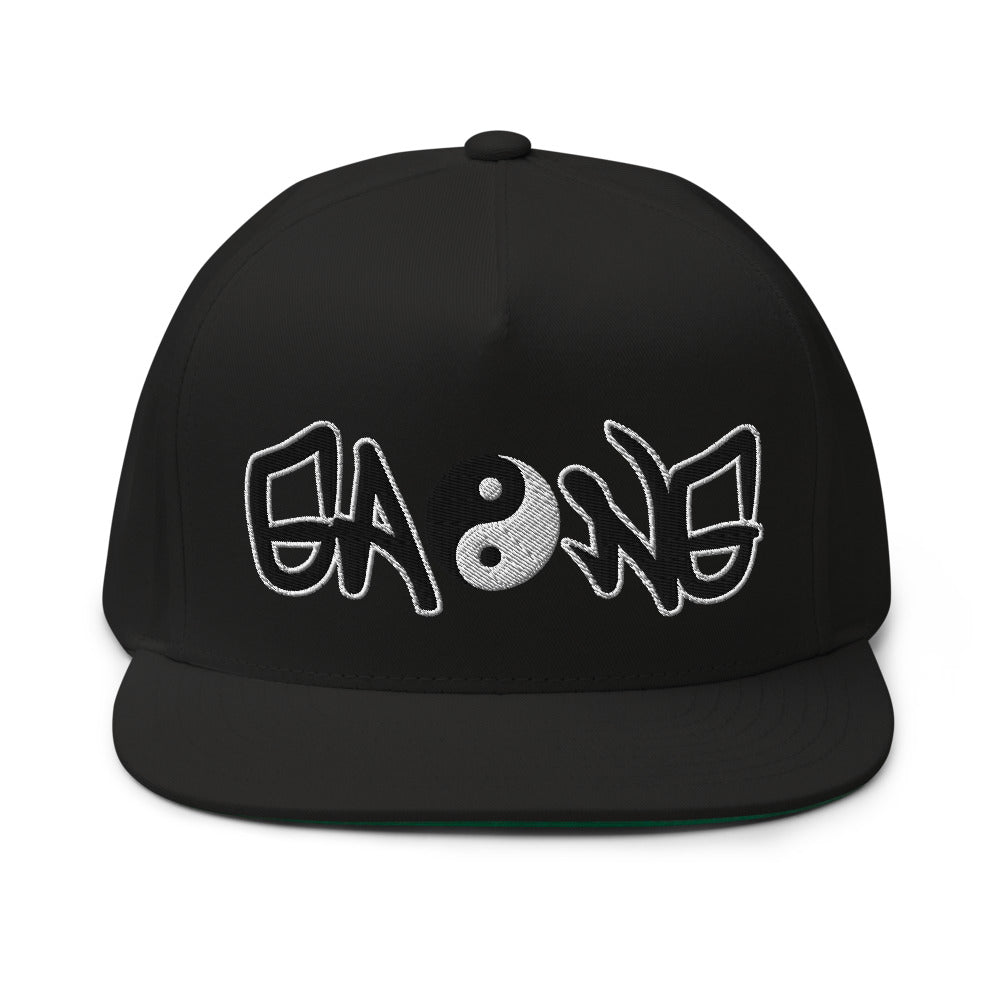 Yin Yang High Profile Five Panel Snap-Back Flat Bill Cap-PEACE GANG
