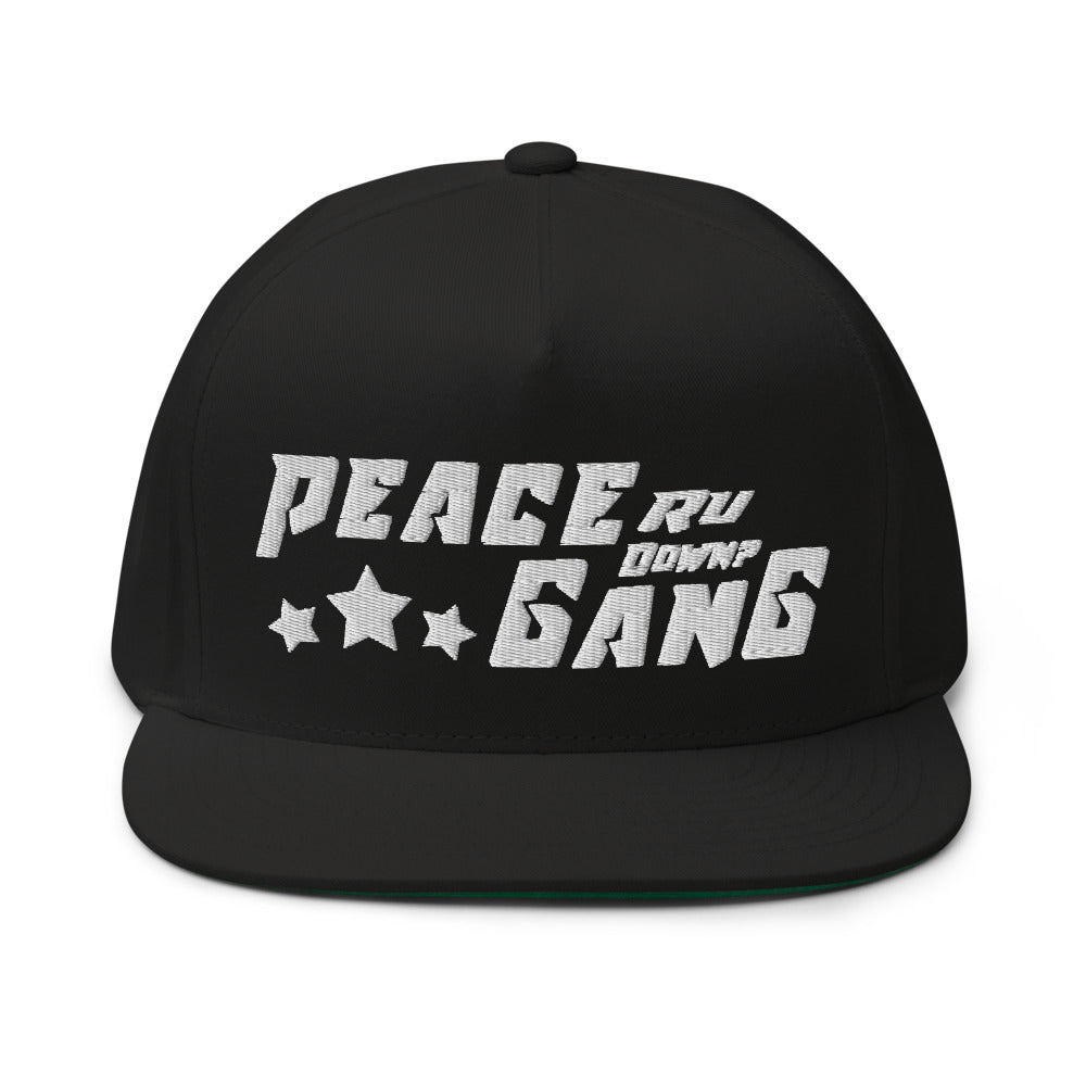 Blue Snap-Back Flat Bill Cap- PEACE GANG