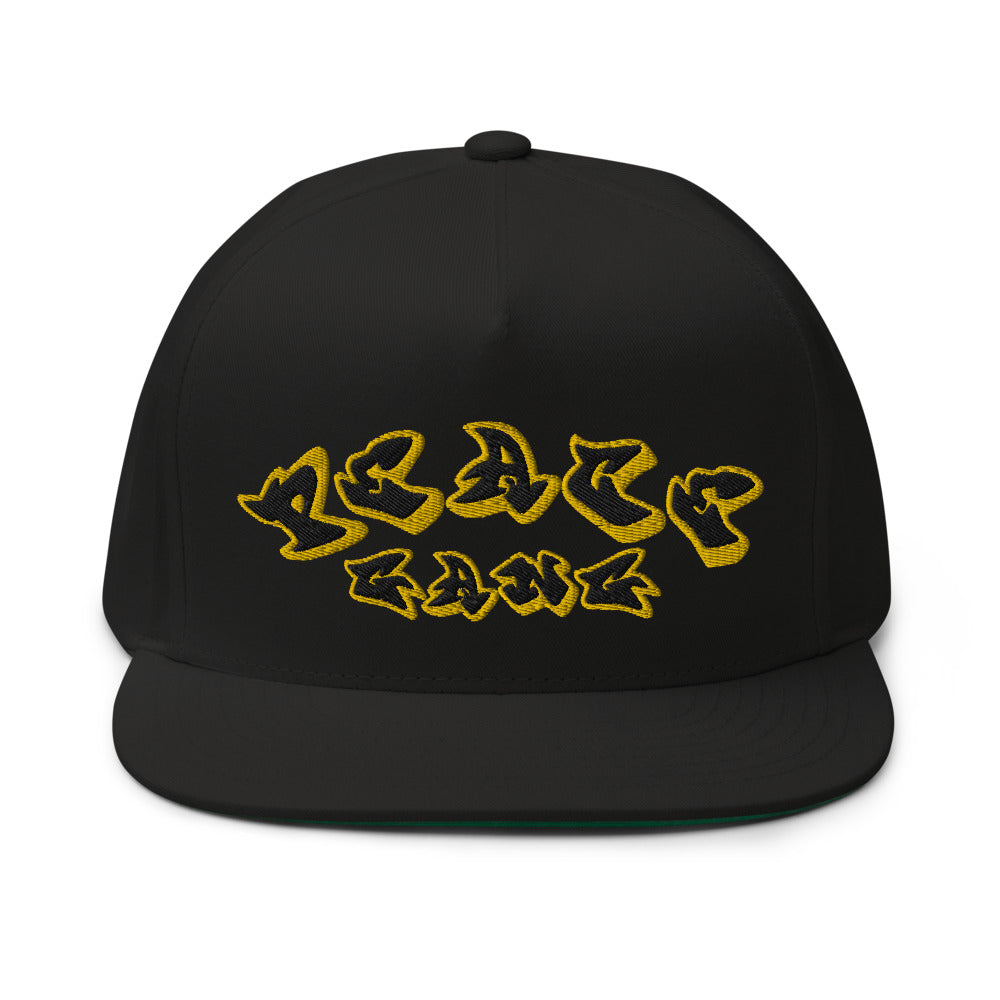High Profile Five Panel Flat Bill Snap-Back Cap- PEACE GANG