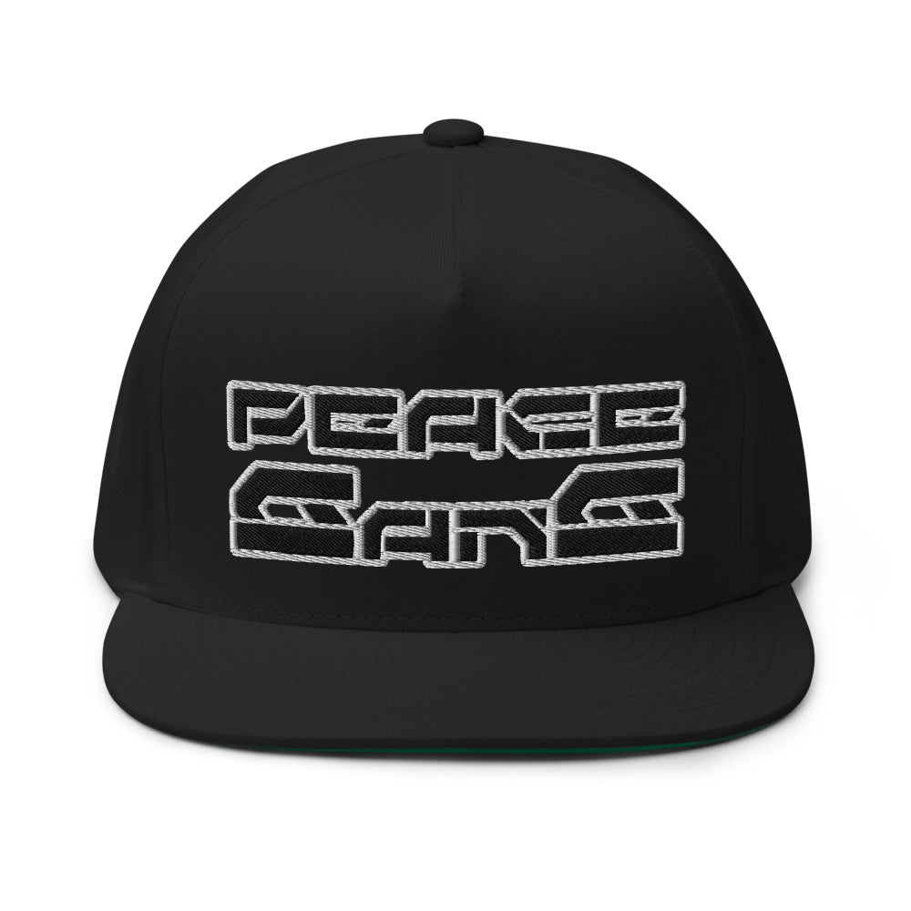 High Profile Five Panel Flat Bill Snap-Back Cap" Worldwide " -PEACE GANG