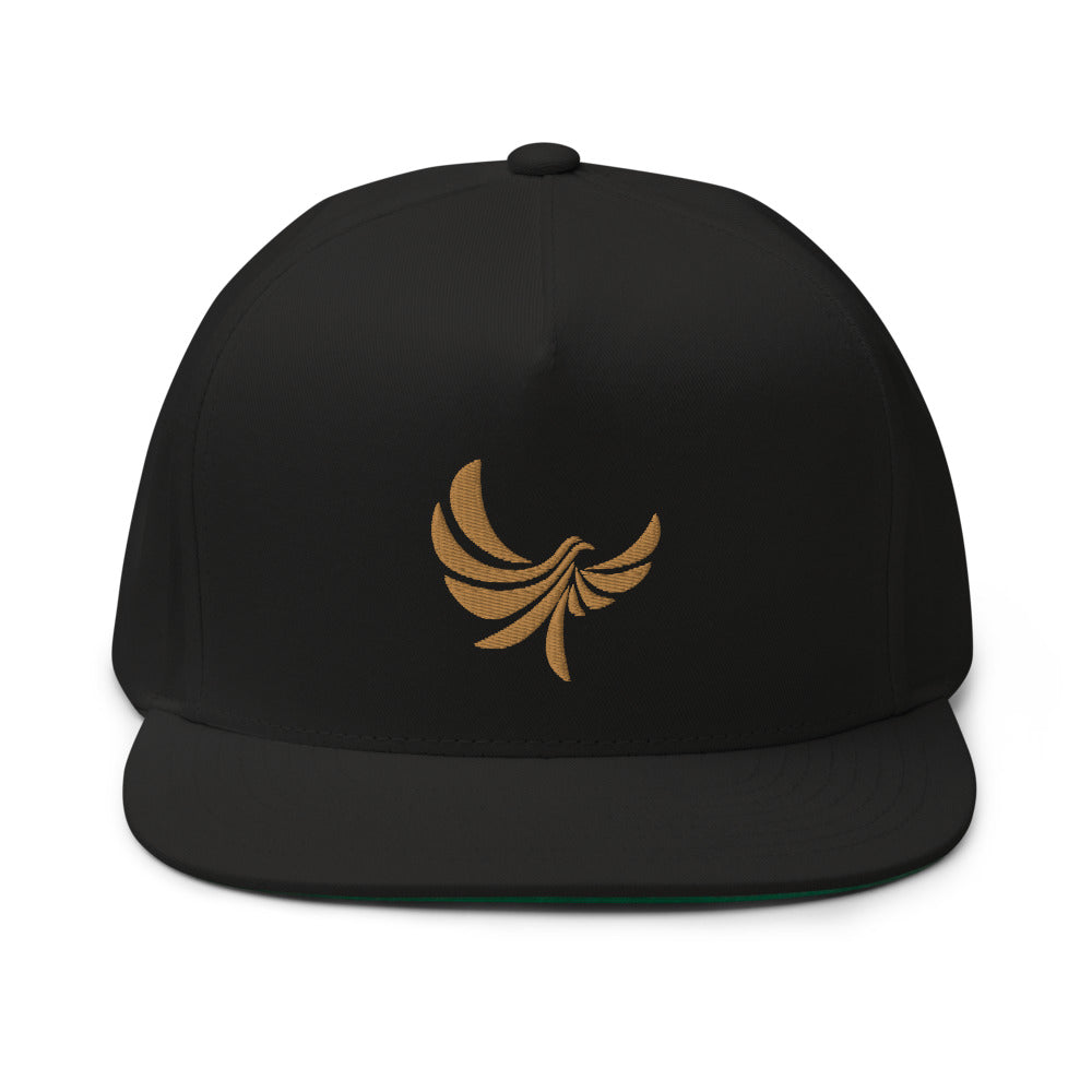 Black High Profile Five Panel Flat Bill Snap-Back Cap-PEACE GANG