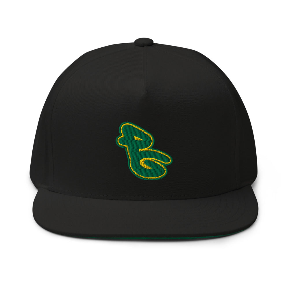 Black High Profile Snapback Flat Bill Cap - PEACE GANG " Worldwide "