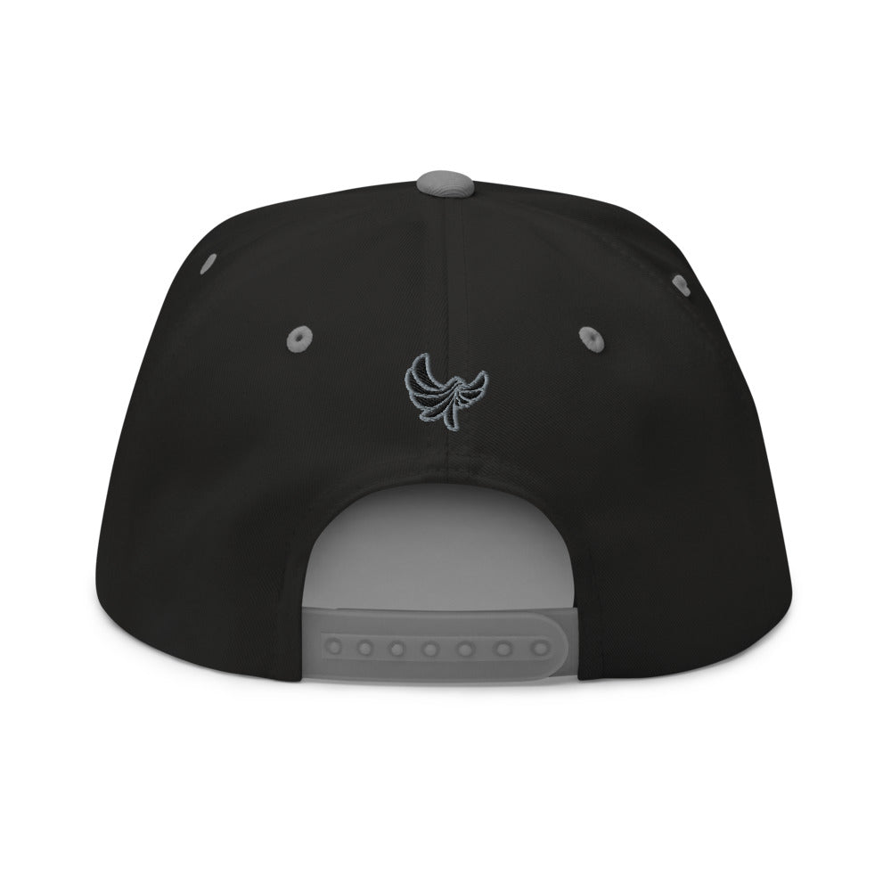 Sanskrit High Profile Five Panel Flat Bill Cap "Ahimsa WORLD PEACE" -PEACE GANG