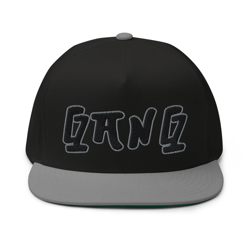 White High Profile Five Panel Snap-Back Flat Bill Cap-PEACE GANG