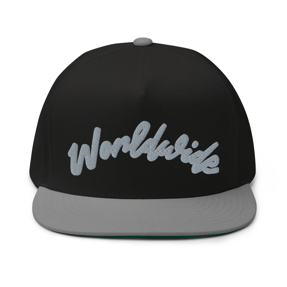 3D Puff Embroidered Snap-Back Flat Bill Cap"Worldwide" - PEACE GANG