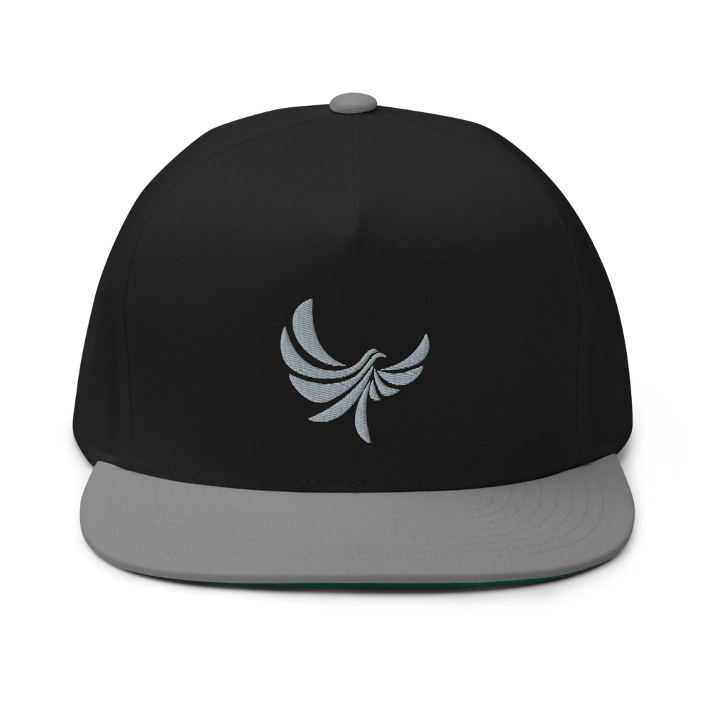 Black High Profile Five Panel Flat Bill Snap-Back Cap-PEACE GANG