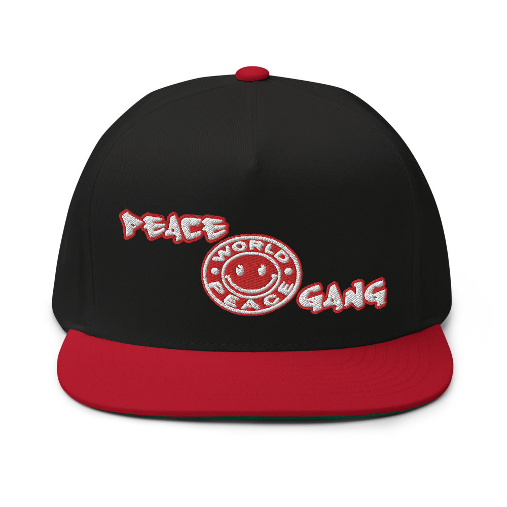WORLD PEACE High Profile Five Panel Snapback Flat Bill Cap-Peace Gang