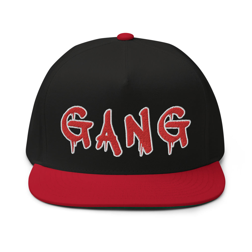 White Five Panel Snap-Back Flat Bill Cap- PEACE GANG