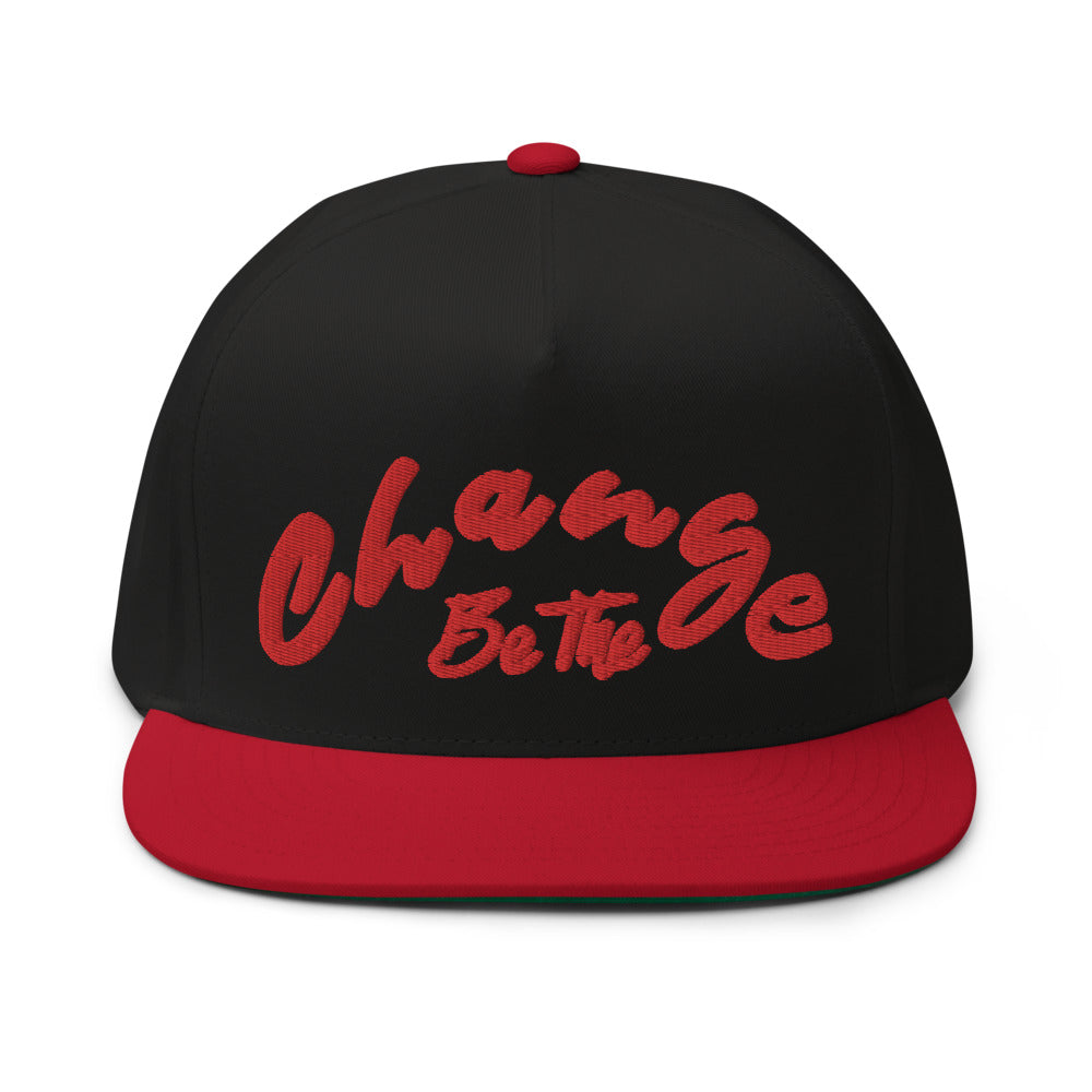 Back Cap " Be The Change " High Profile Five Panel Flat Bill Snap-PEACE GANG