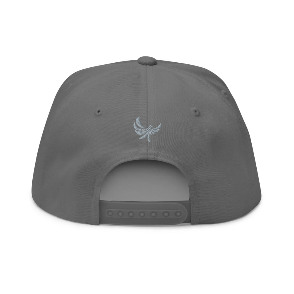 White Five Panel Flat Bill Snap-back Cap-PEACE GANG
