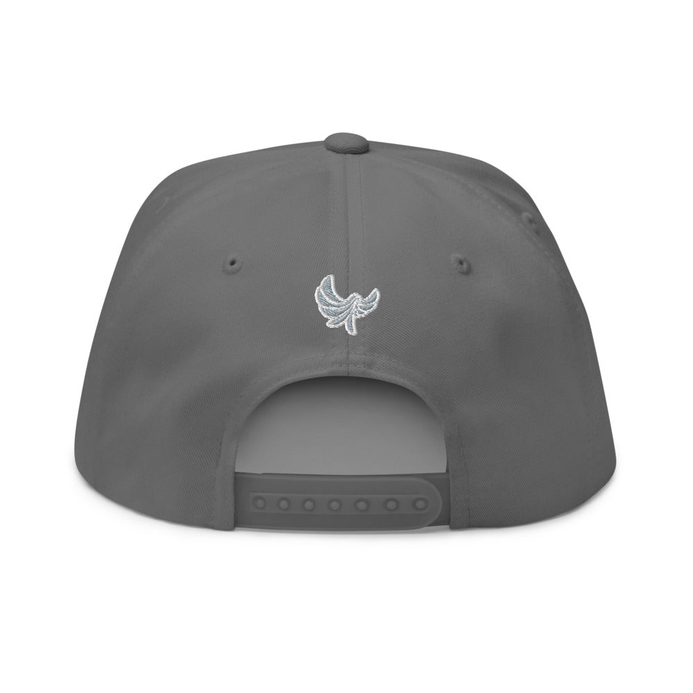 Black Five Panel Flat Bill Snap-Back Cap-PEACE GANG