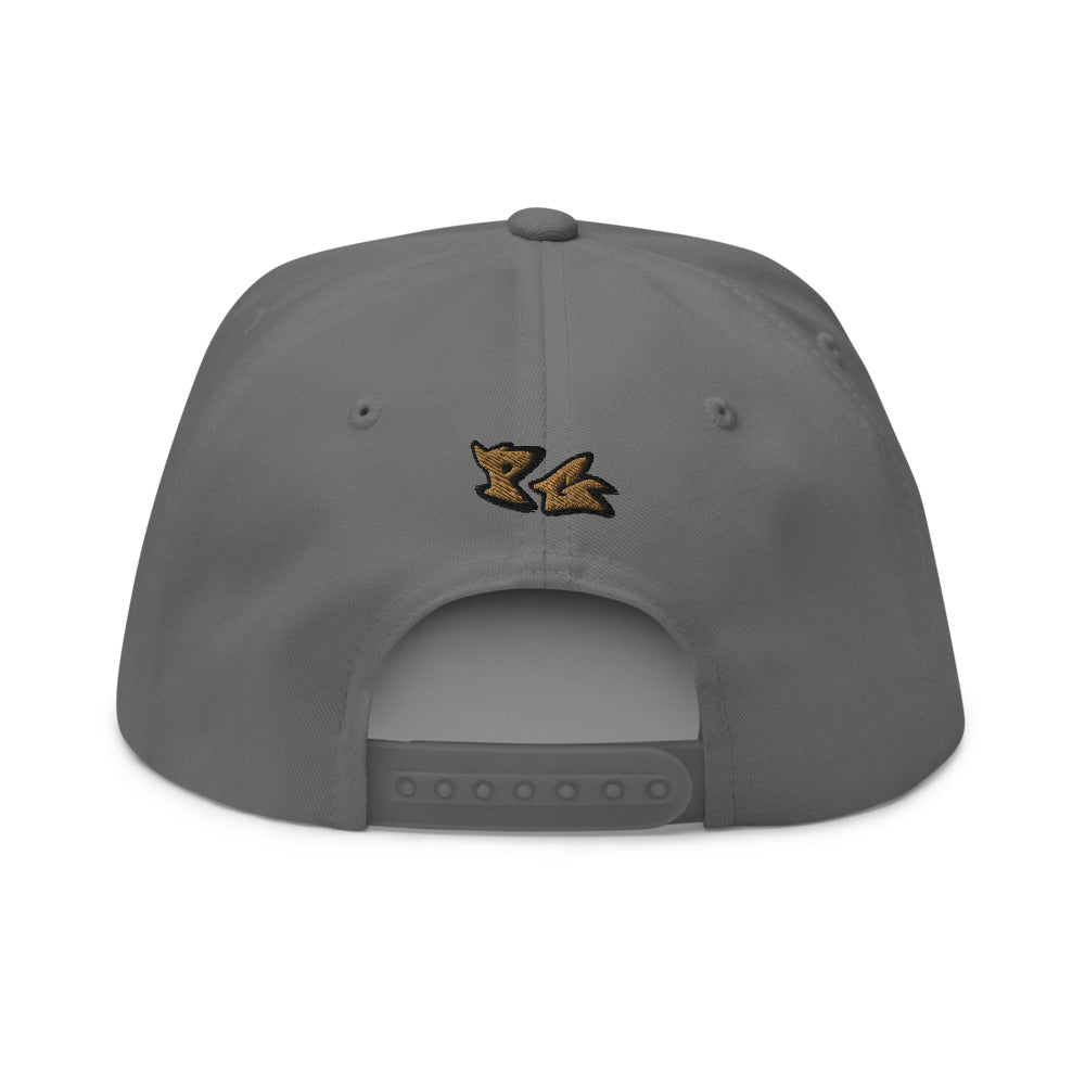 High Profile Five Panel Flat Bill Snap-Back Cap- PEACE GANG