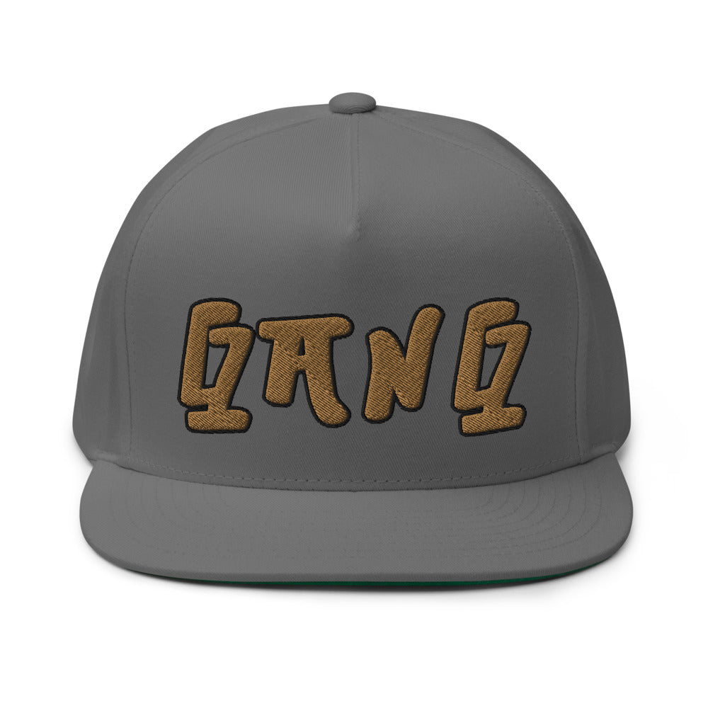 White High Profile Five Panel Snap-Back Flat Bill Cap-PEACE GANG