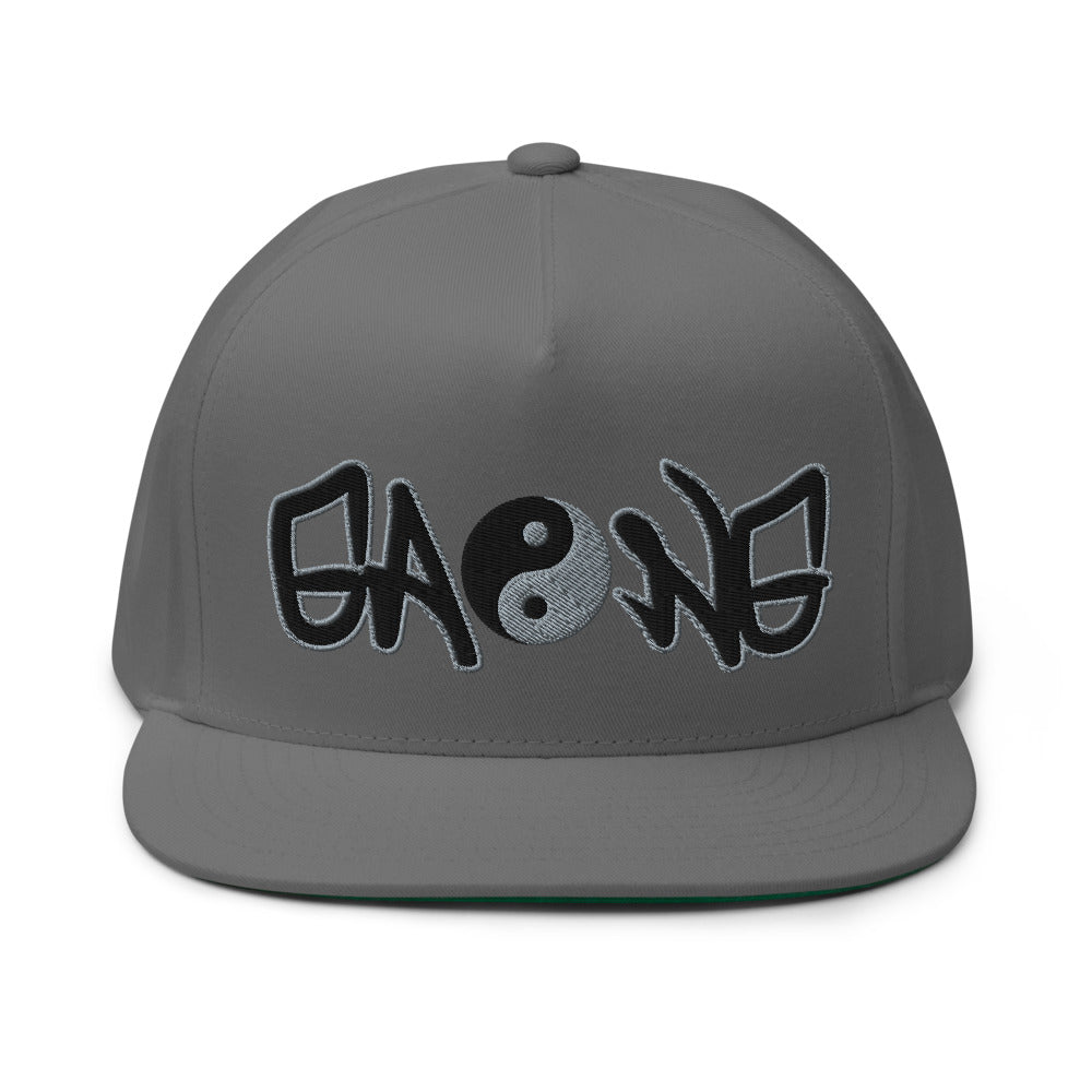 Yin Yang High Profile Five Panel Snap-Back Flat Bill Cap-PEACE GANG