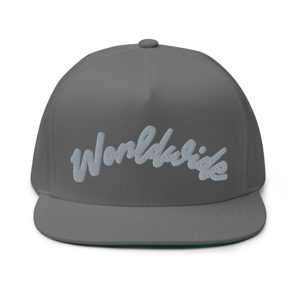 3D Puff Embroidered Snap-Back Flat Bill Cap"Worldwide" - PEACE GANG