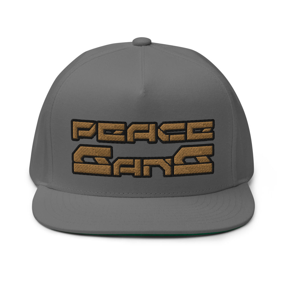 High Profile Five Panel Flat Bill Snap-Back Cap" Worldwide " -PEACE GANG