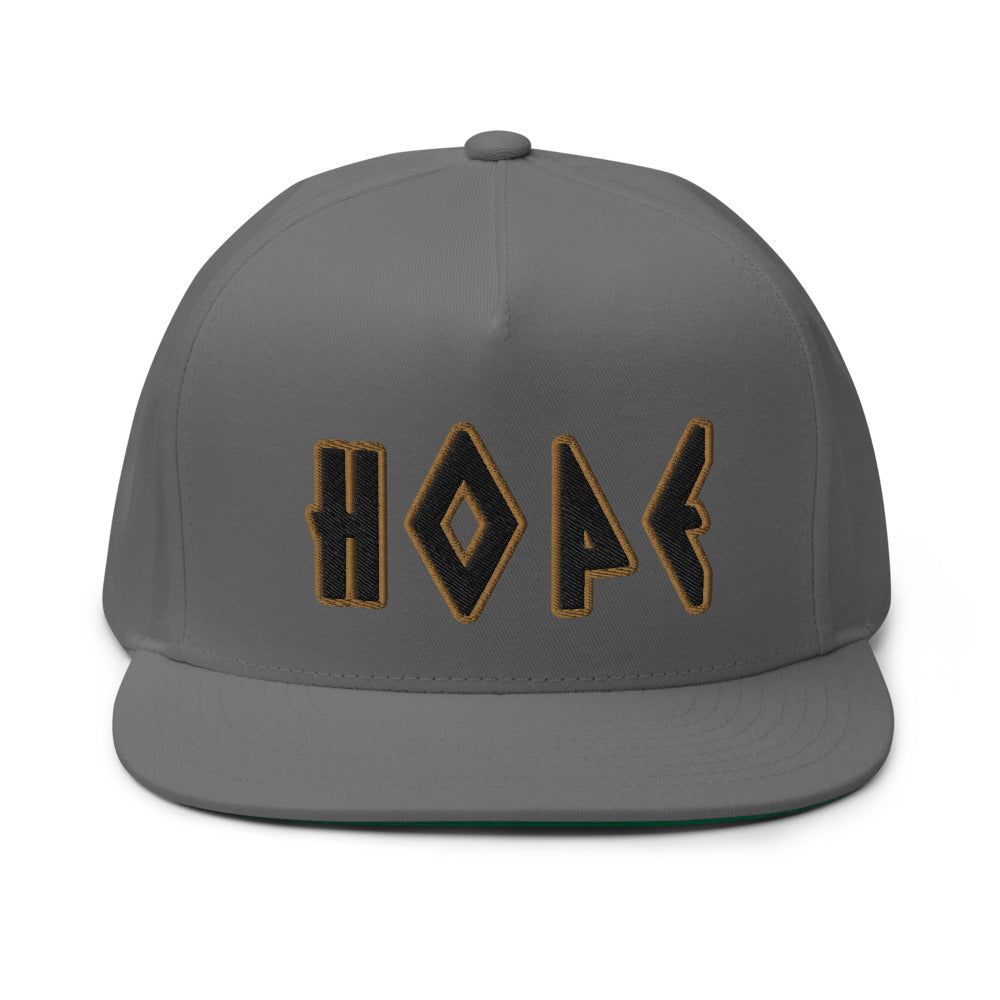 Back Cap " HOPE " High Profile Five Panel Flat Bill Snap- PEACE GANG