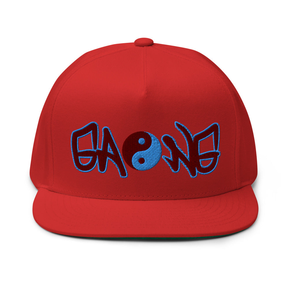 Yin Yang High Profile Five Panel Snap-Back Flat Bill Cap-PEACE GANG
