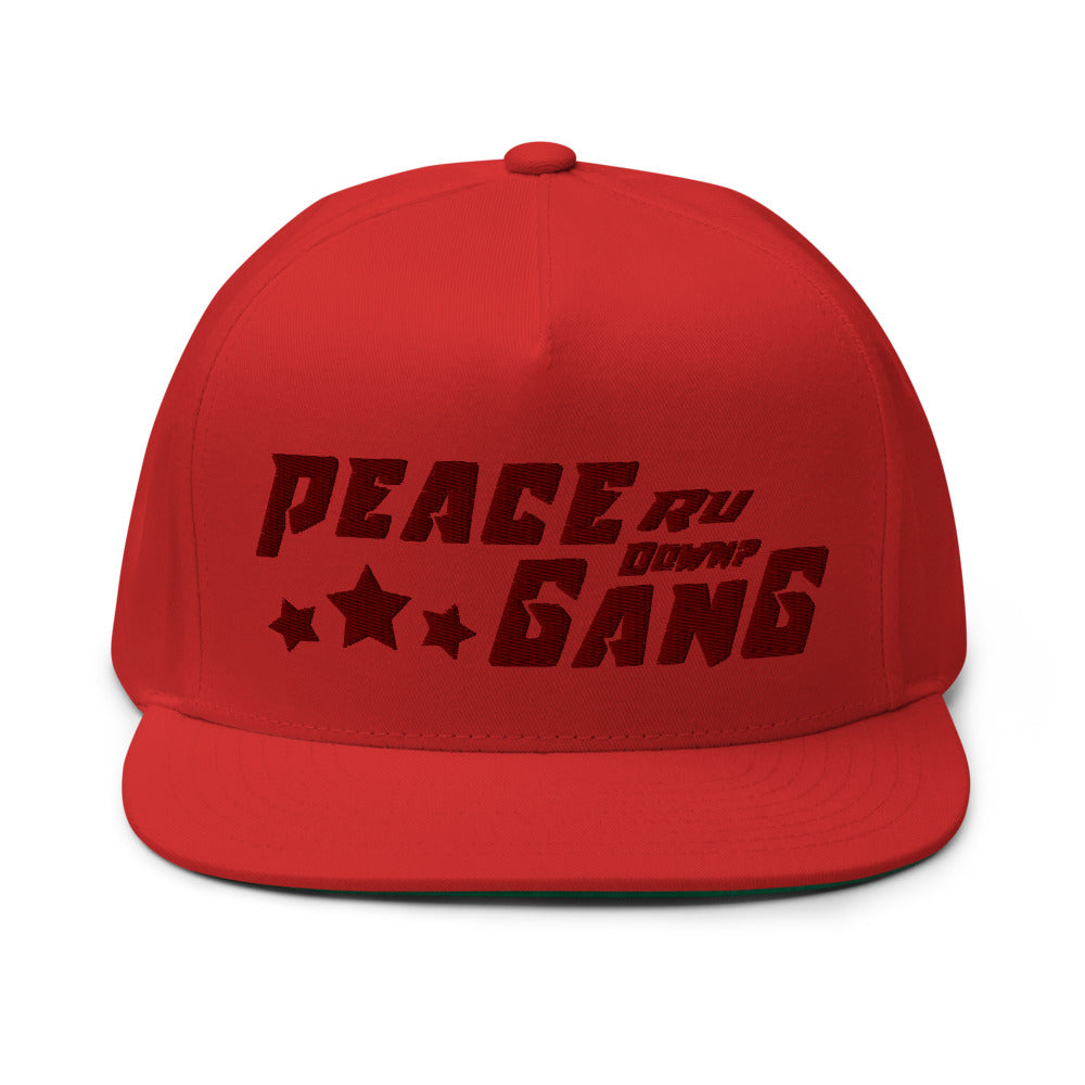 Blue Snap-Back Flat Bill Cap- PEACE GANG