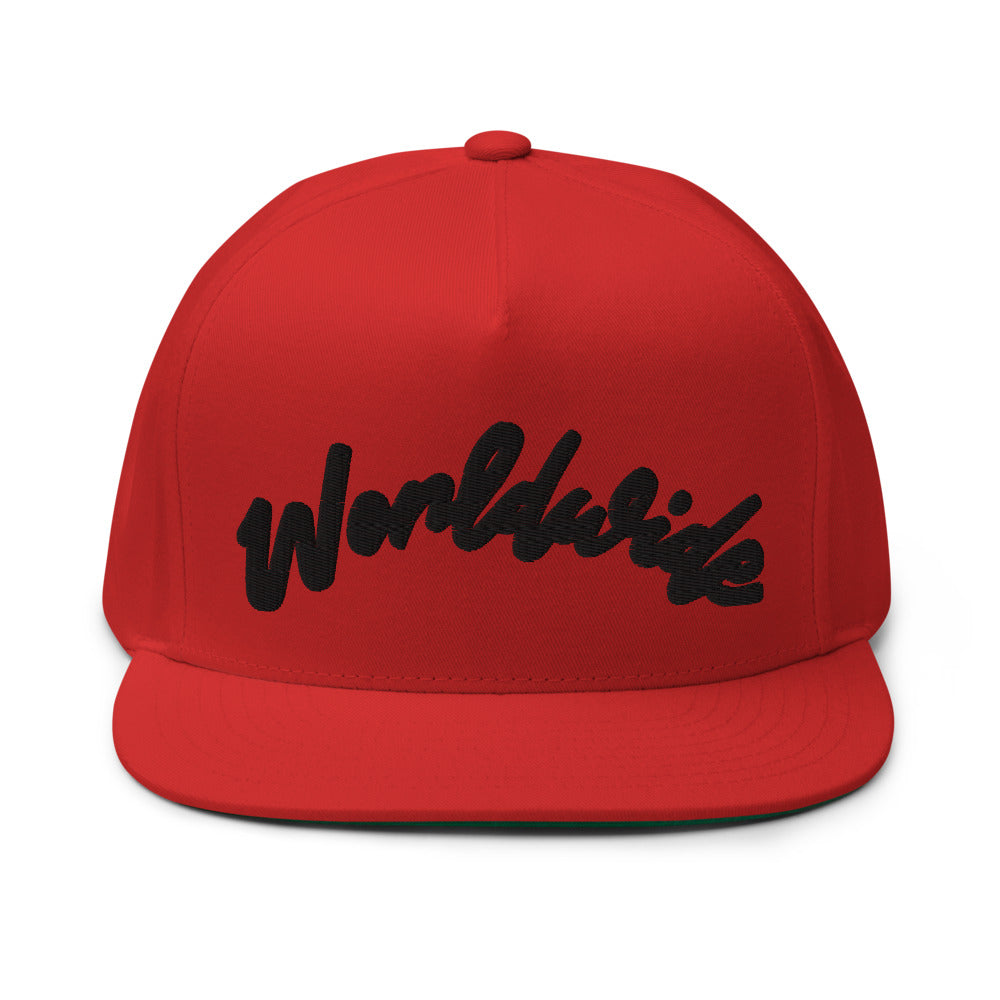 3D Puff Embroidered Snap-Back Flat Bill Cap"Worldwide" - PEACE GANG