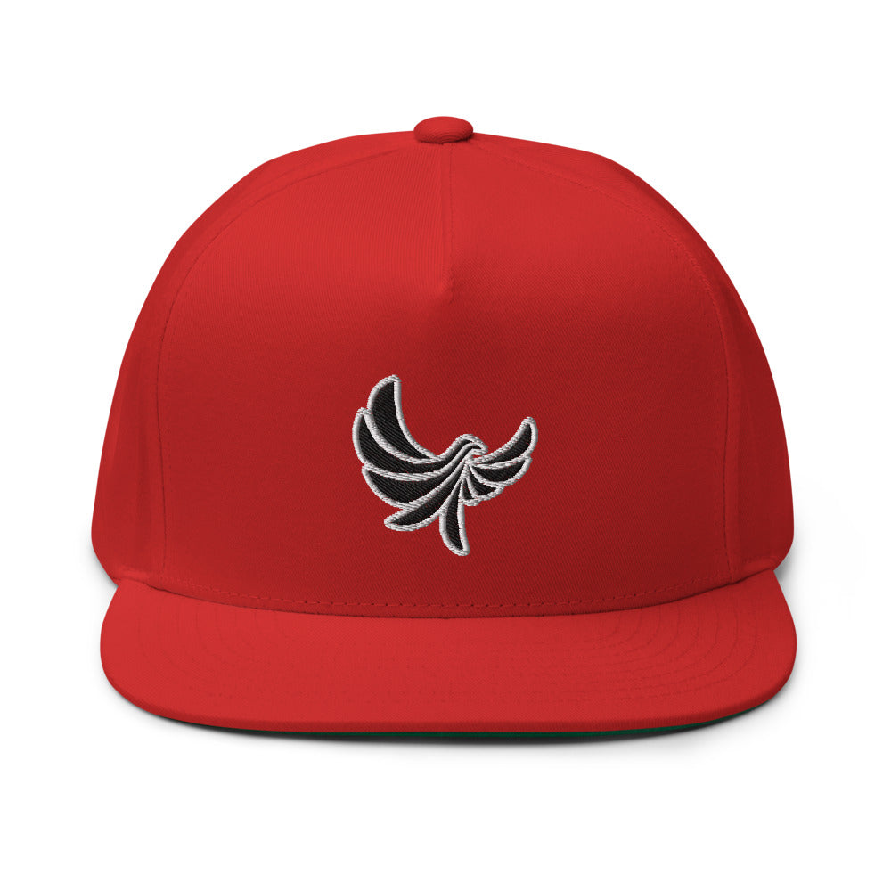 Red and Black High Profile 5 Panel Snap-Back Flat Bill Cap-PEACE GANG
