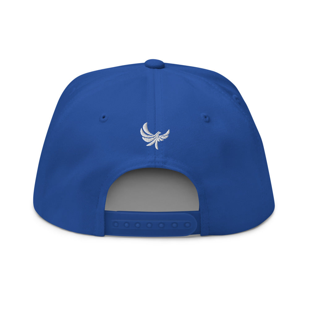 Blue Snap-Back Flat Bill Cap- PEACE GANG
