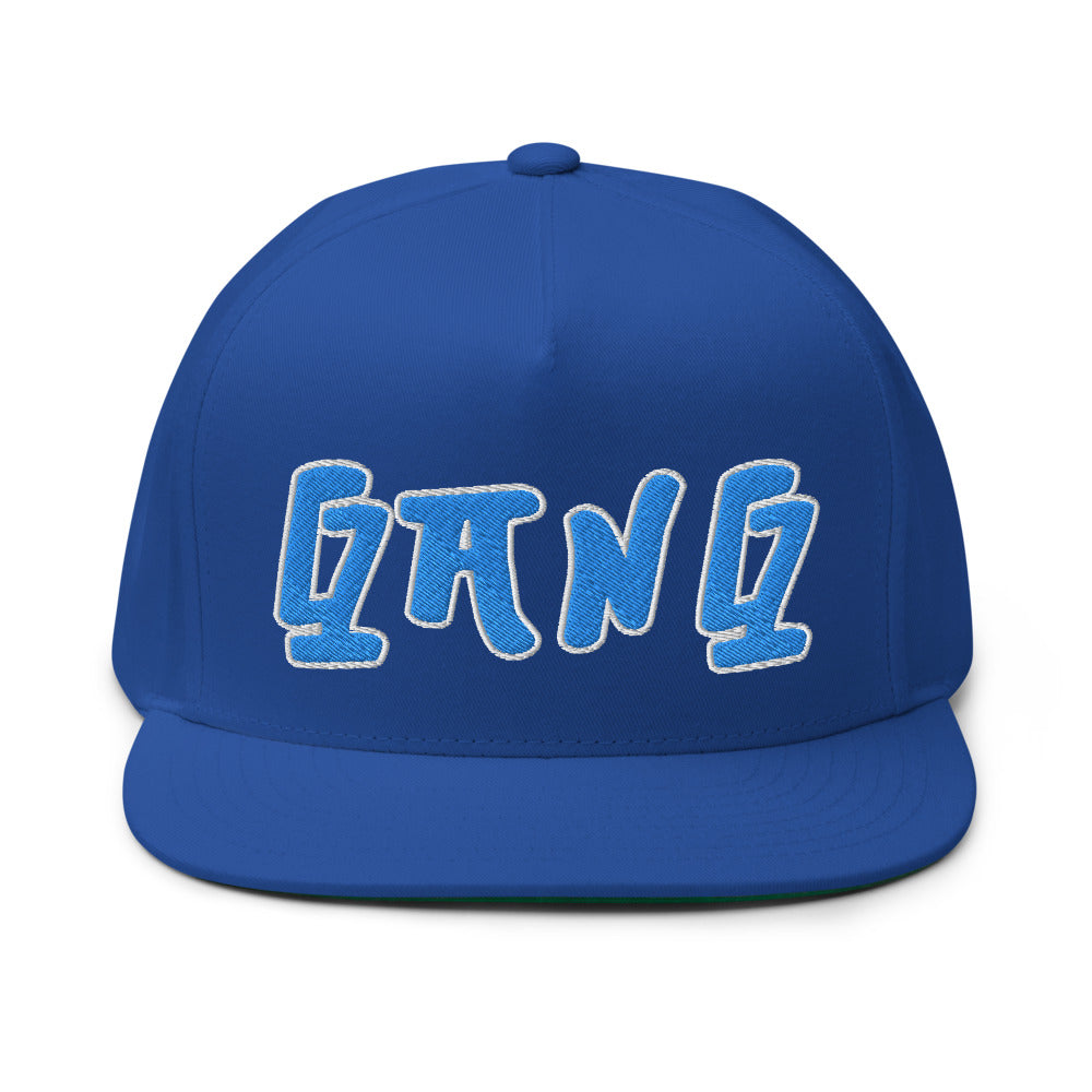 White High Profile Five Panel Snap-Back Flat Bill Cap-PEACE GANG
