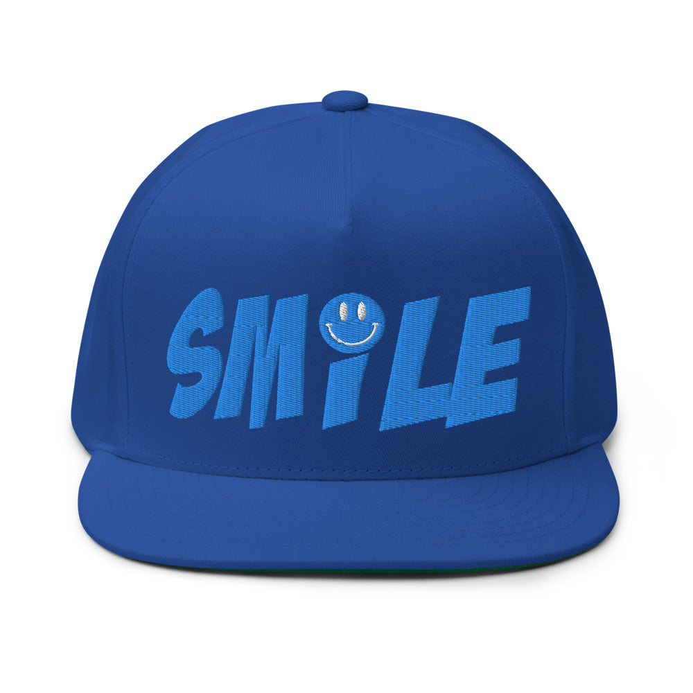 "SMILE" High Profile Five Panel Snap-Back Flat Bill Cap -PEACE GANG