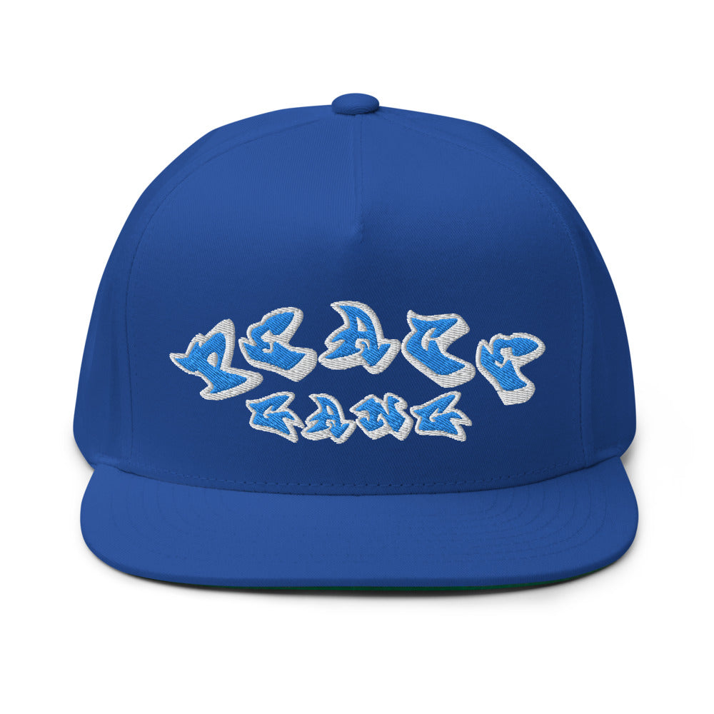 High Profile Five Panel Flat Bill Snap-Back Cap- PEACE GANG