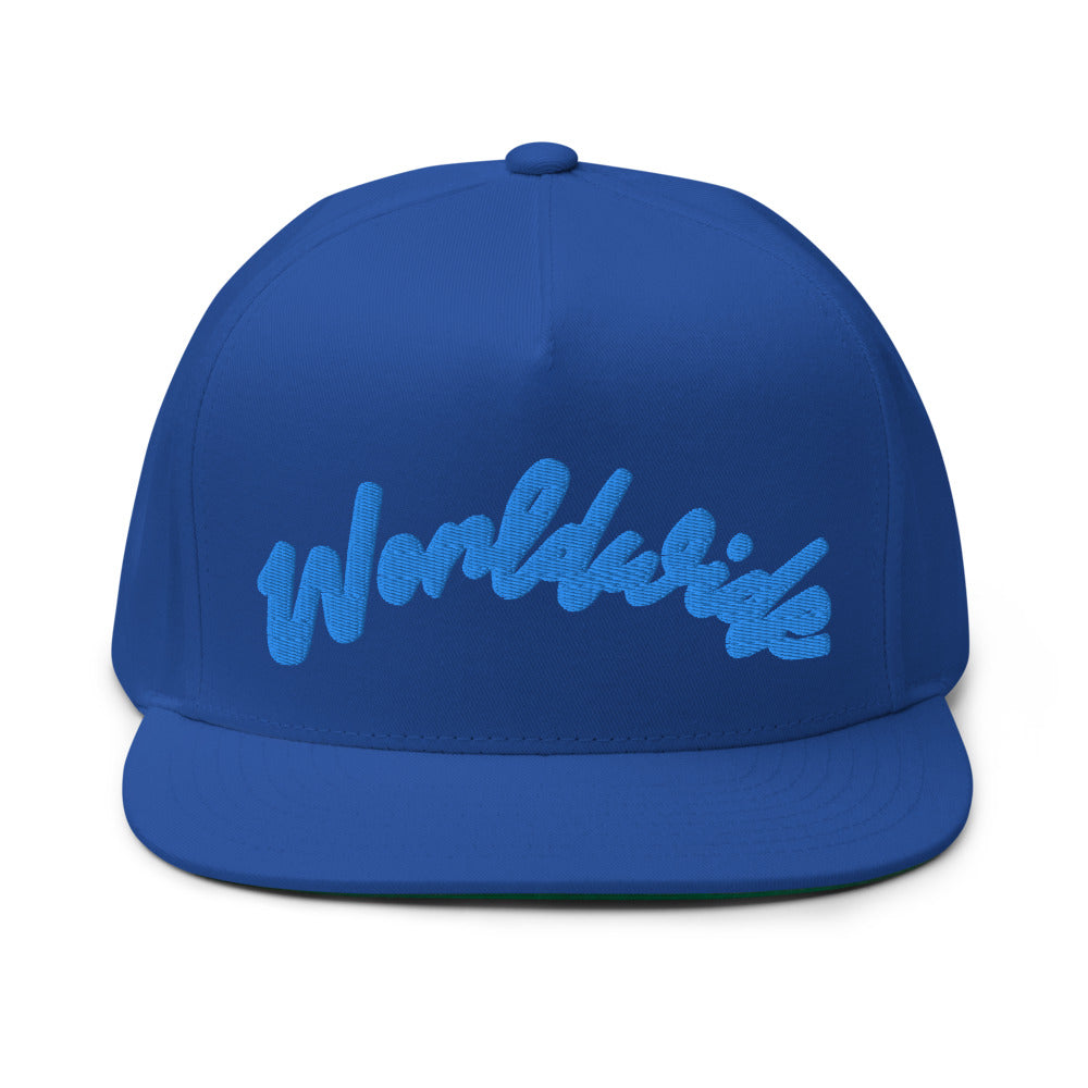 3D Puff Embroidered Snap-Back Flat Bill Cap"Worldwide" - PEACE GANG