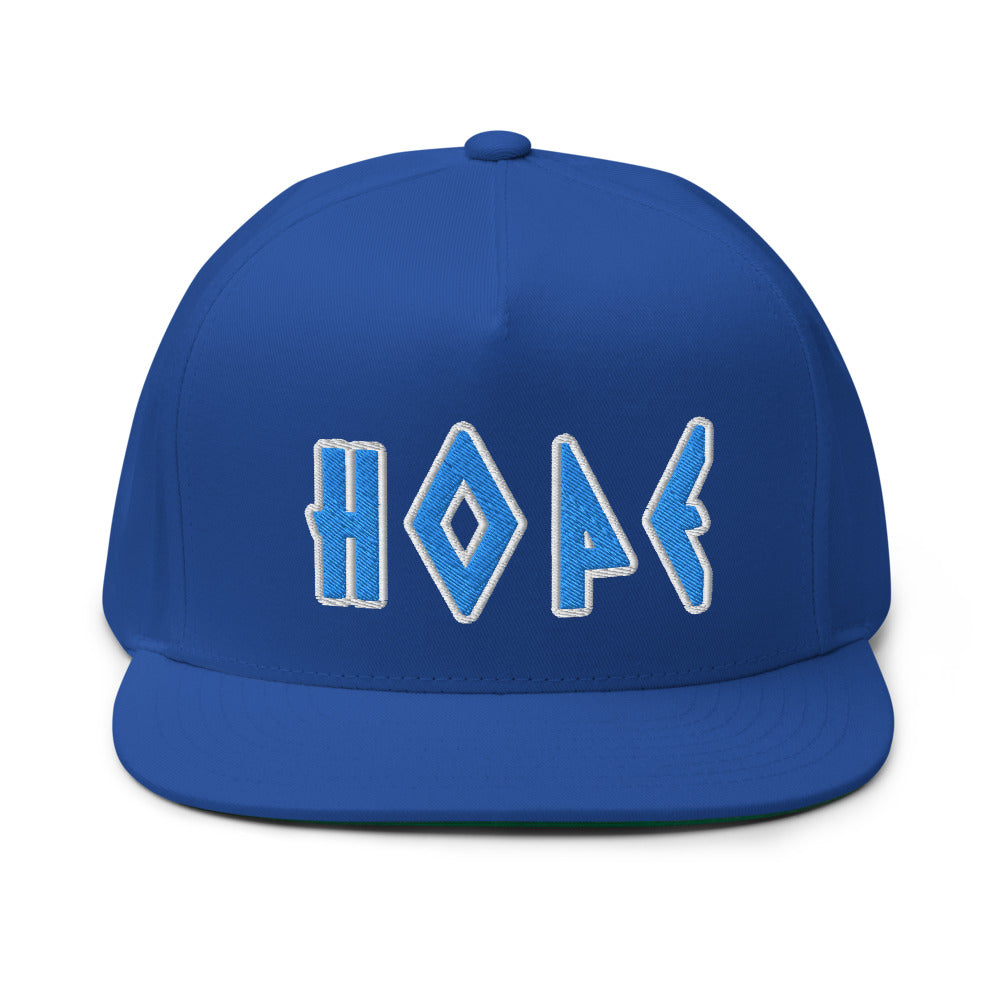 Back Cap " HOPE " High Profile Five Panel Flat Bill Snap- PEACE GANG