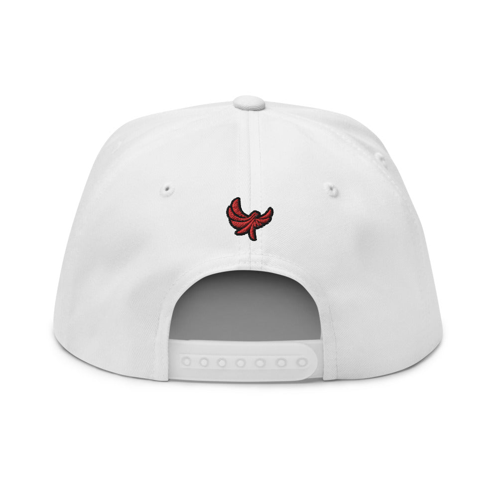 Sanskrit High Profile Five Panel Flat Bill Cap "Ahimsa WORLD PEACE" -PEACE GANG