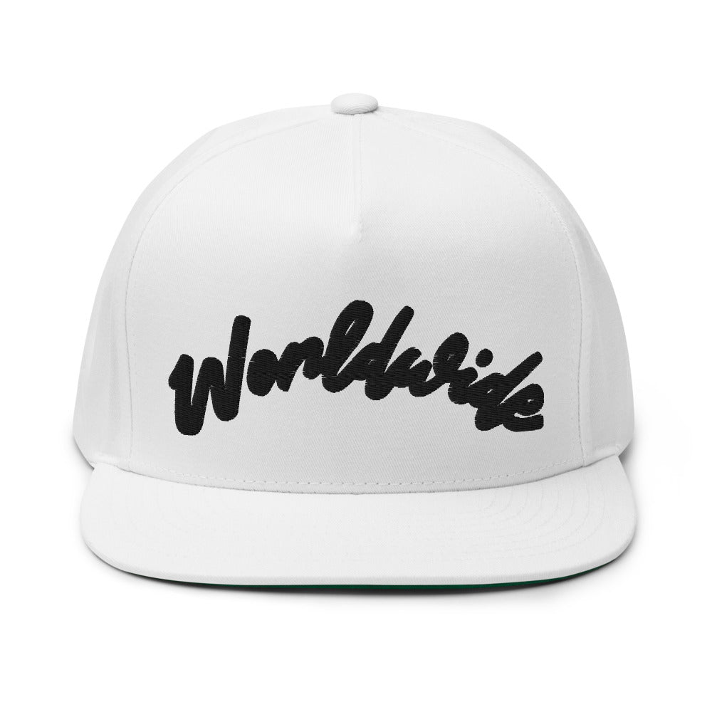 3D Puff Embroidered Snap-Back Flat Bill Cap"Worldwide"