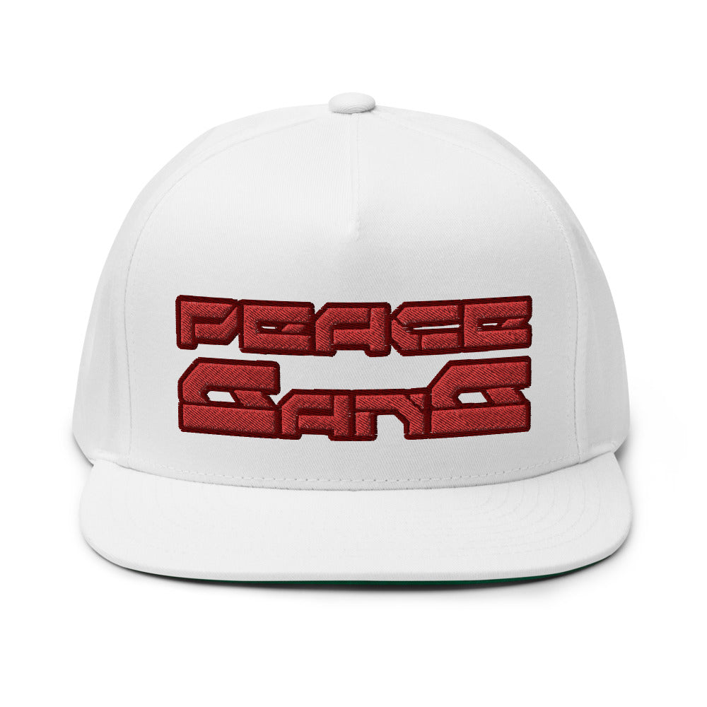 High Profile Five Panel Flat Bill Snap-Back Cap" Worldwide " -PEACE GANG