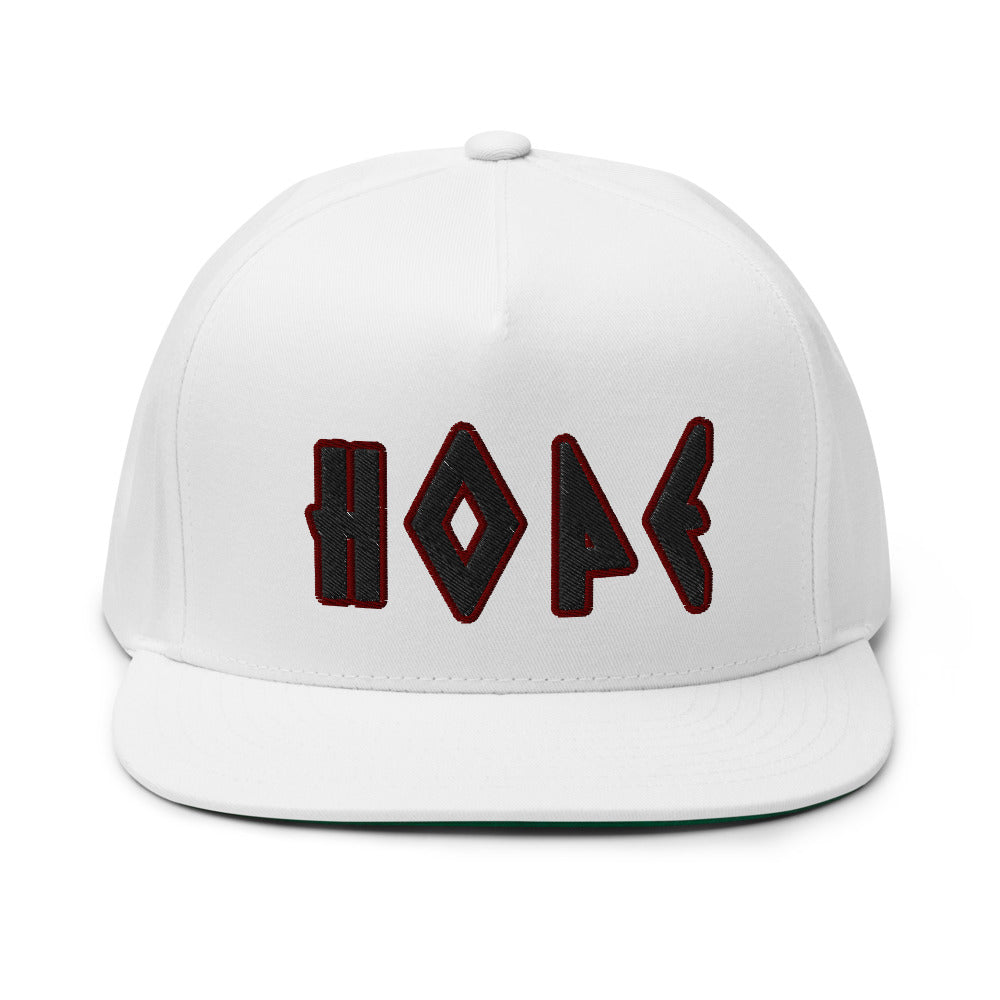 Back Cap " HOPE " High Profile Five Panel Flat Bill Snap- PEACE GANG