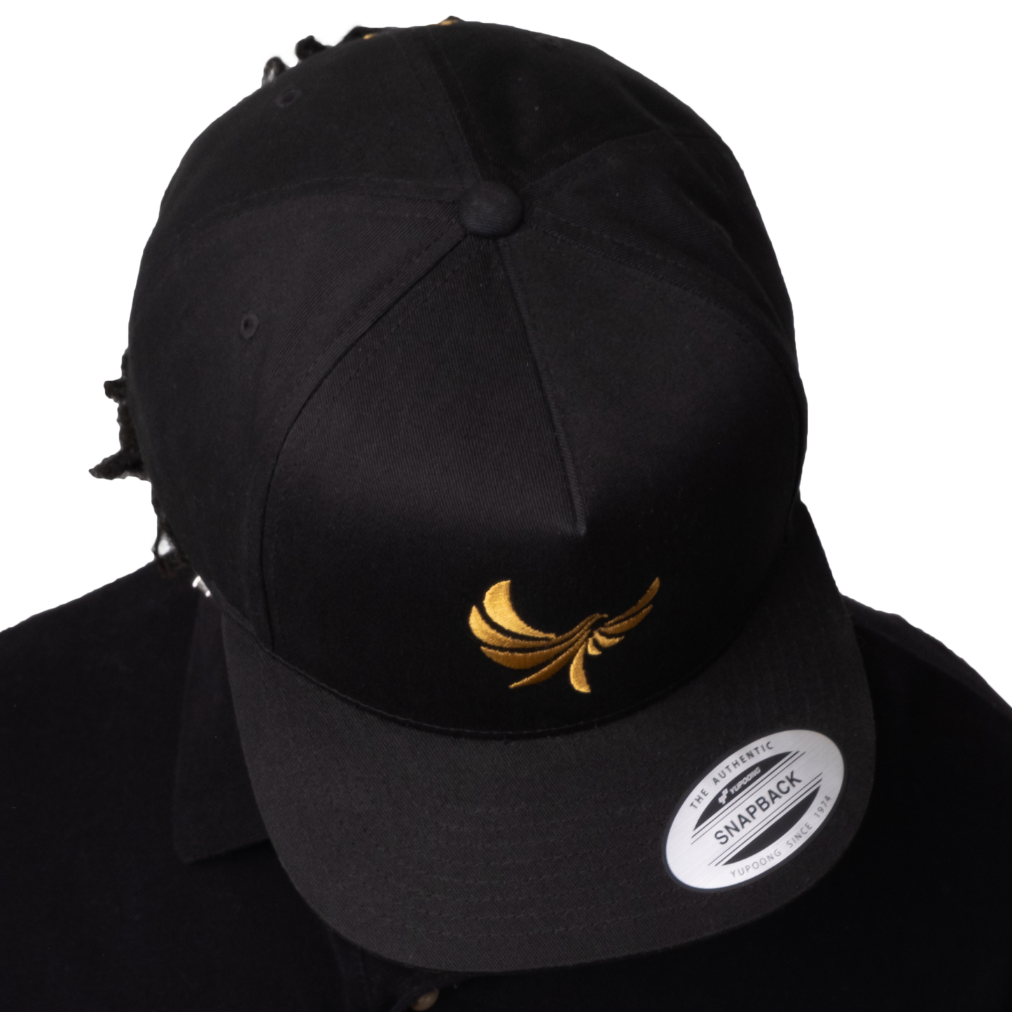 Black High Profile Five Panel Flat Bill Snap-Back Cap-PEACE GANG