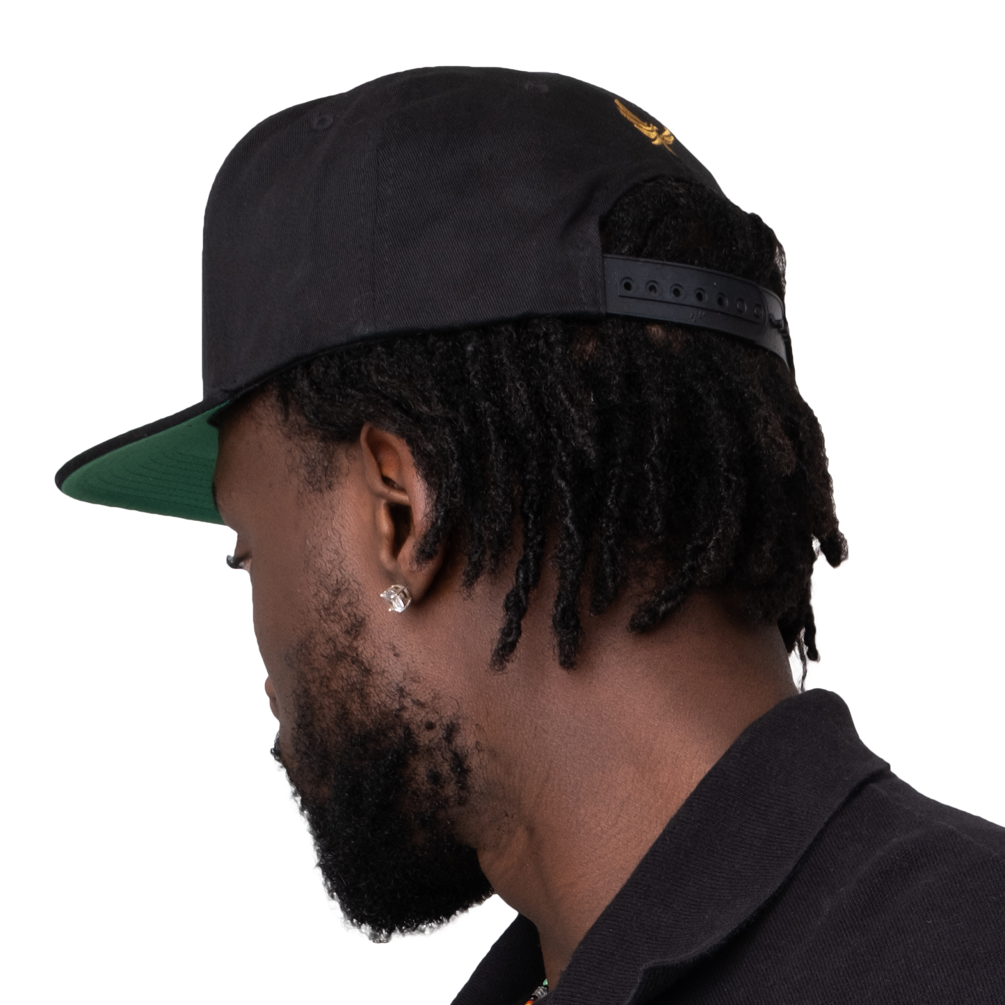 Black High Profile Five Panel Flat Bill Snap-Back Cap-PEACE GANG