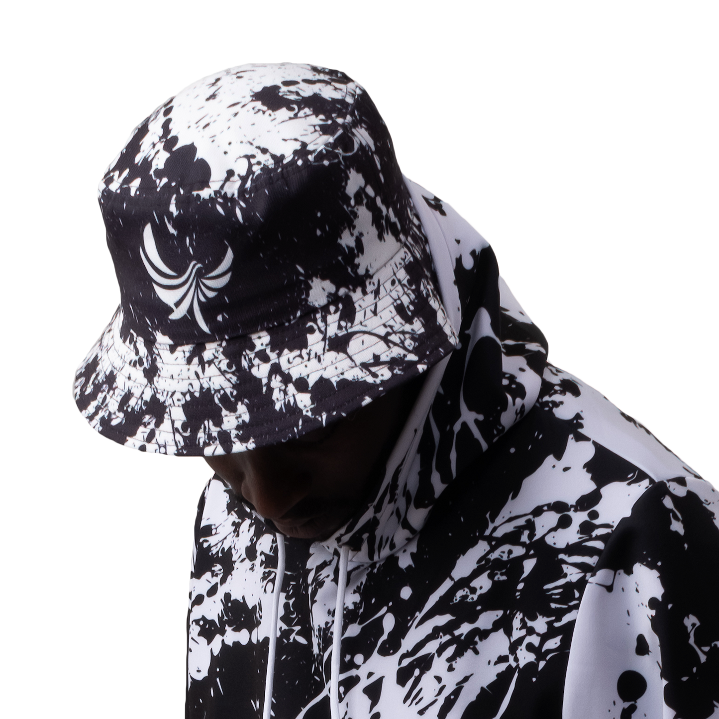 Bucket Hat Black/White  "Peace Grunge"  PEACE GANG