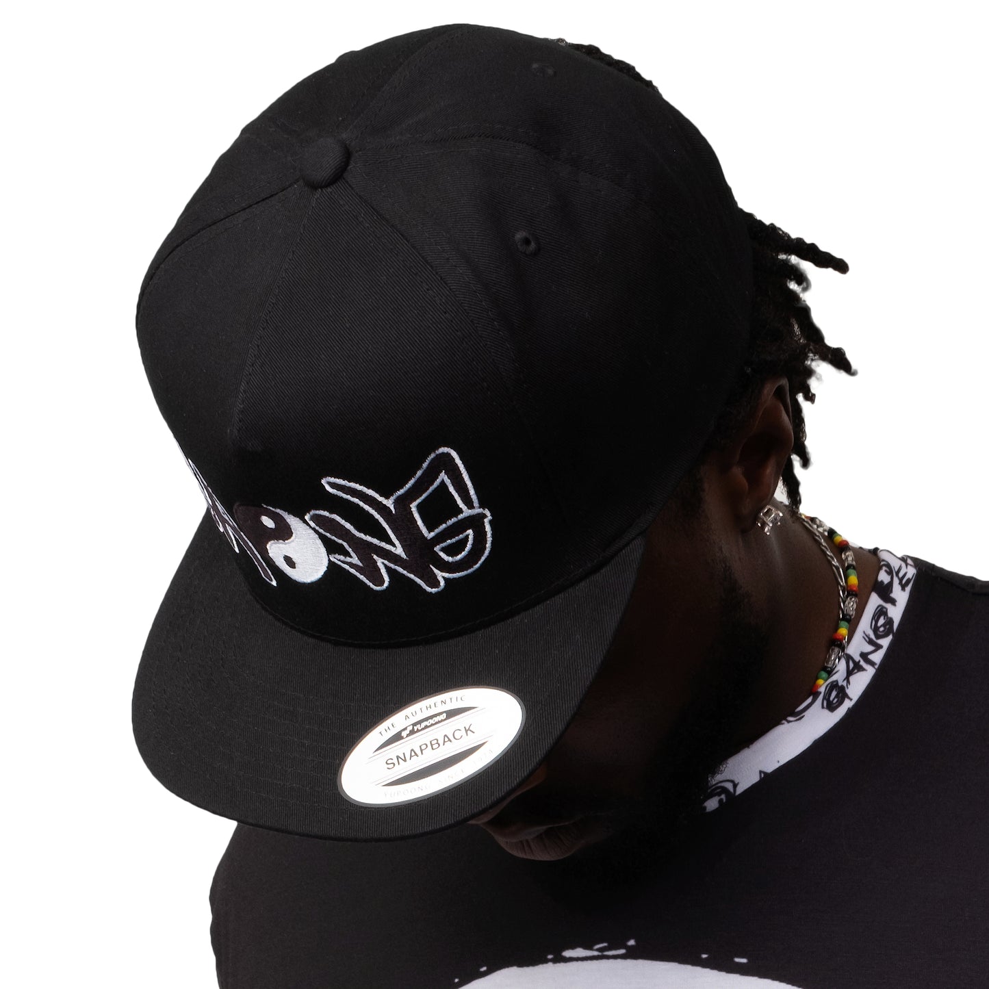 Yin Yang High Profile Five Panel Snap-Back Flat Bill Cap
