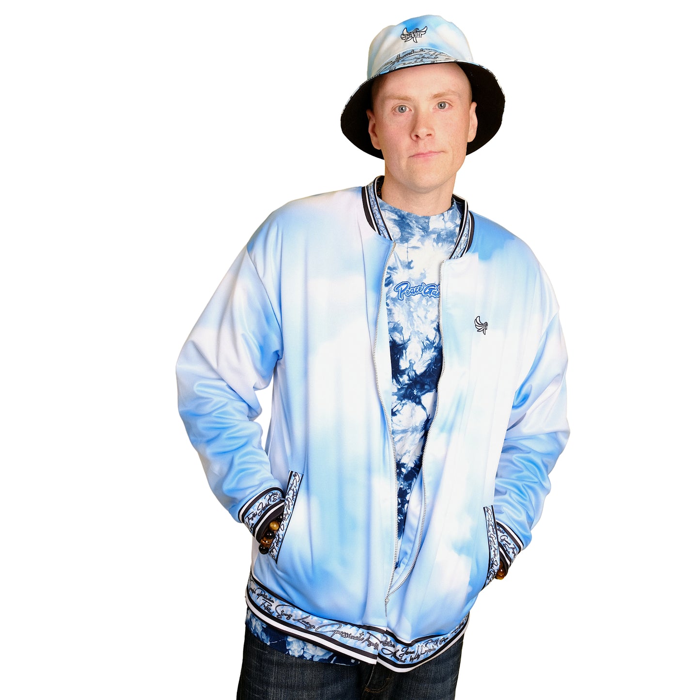 Lightweight Bomber Jacket " IAM " Jesus Christ Positive Mantra PEACE GANG