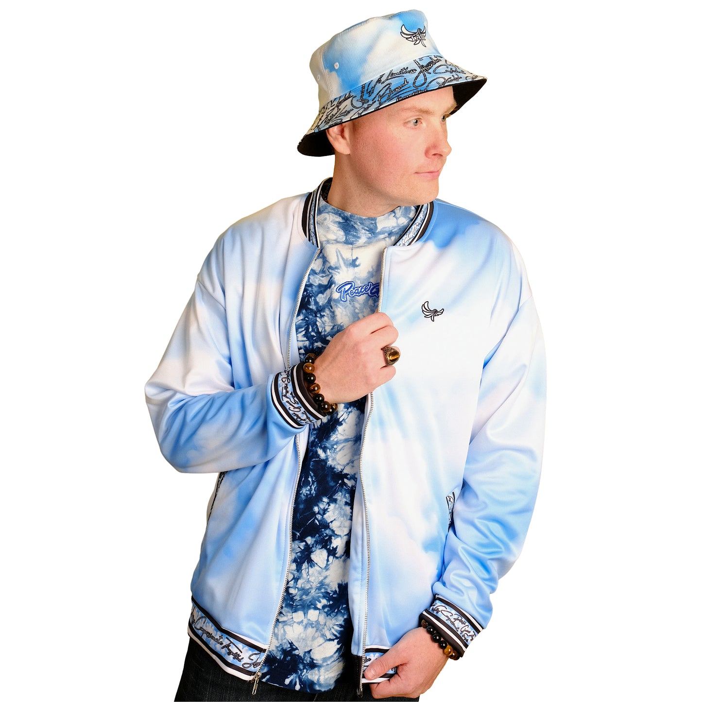Lightweight Bomber Jacket " IAM " Jesus Christ Positive Mantra PEACE GANG