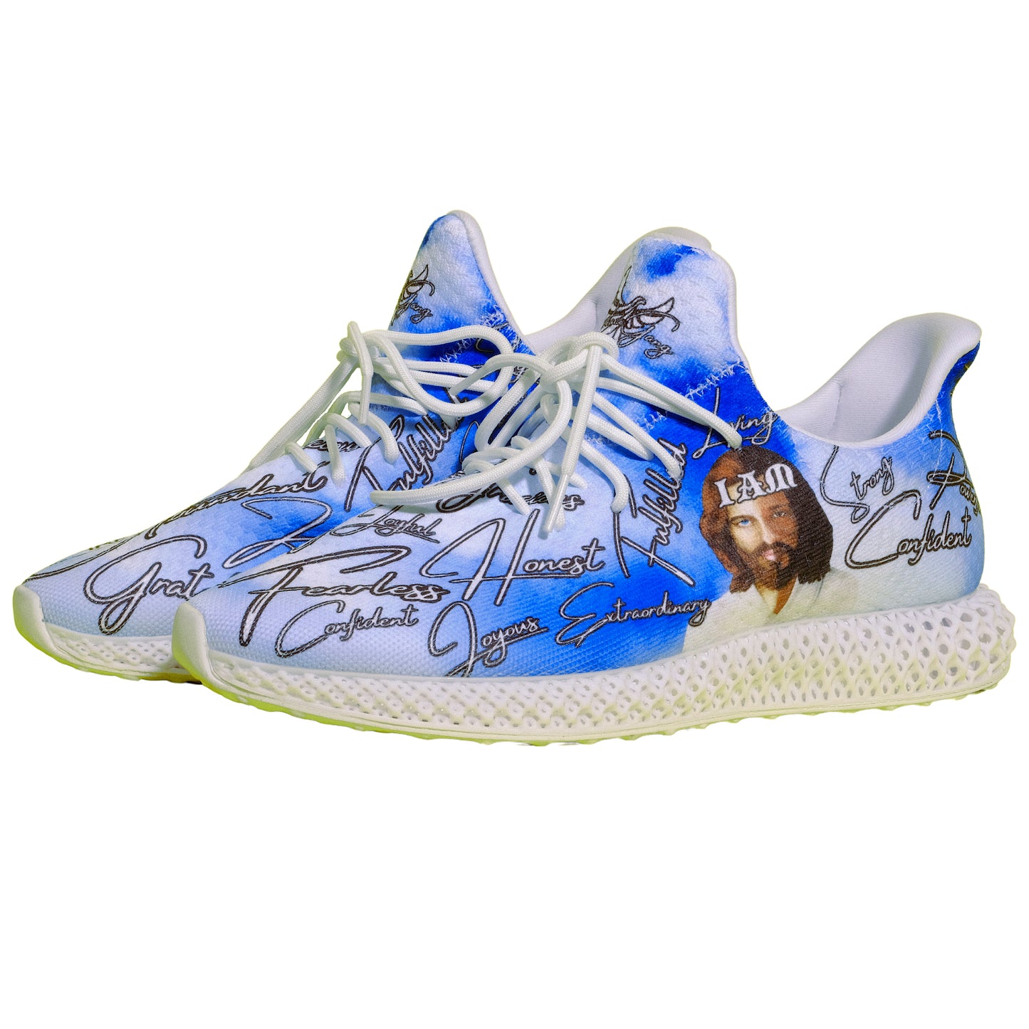 Jesus Christ Concept "IAM" Positive Mantra Mid Top Sneakers - PEACE GANG
