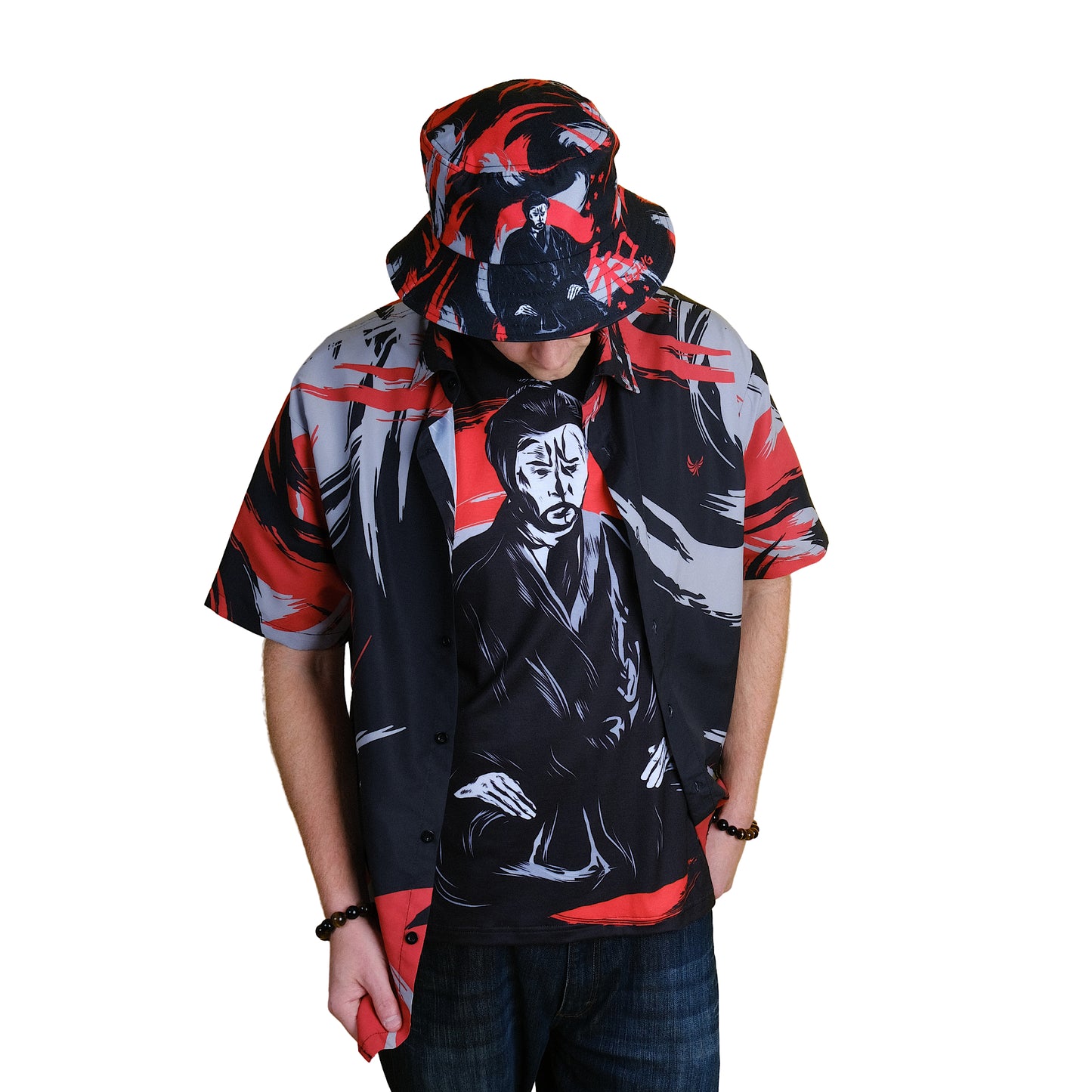 Button Down Shirt " Kanji " PEACE GANG