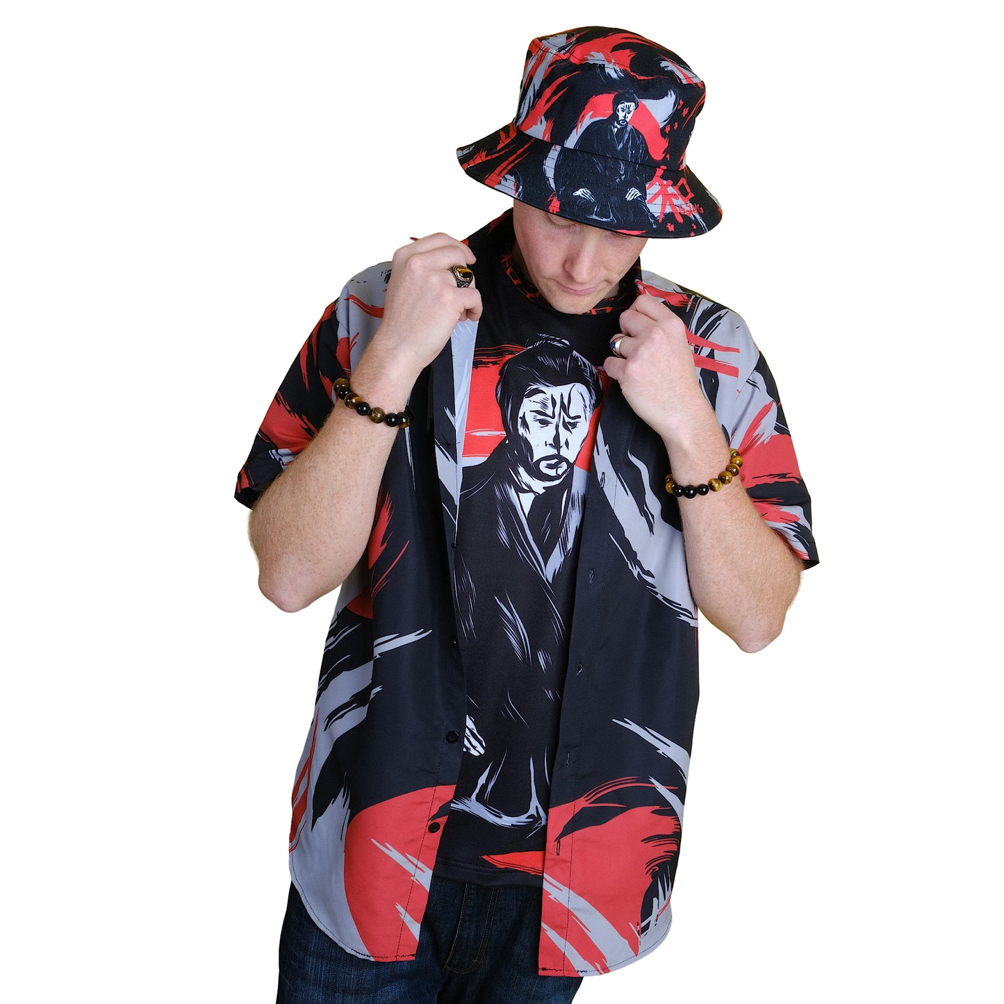 Button Down Shirt " Kanji " PEACE GANG