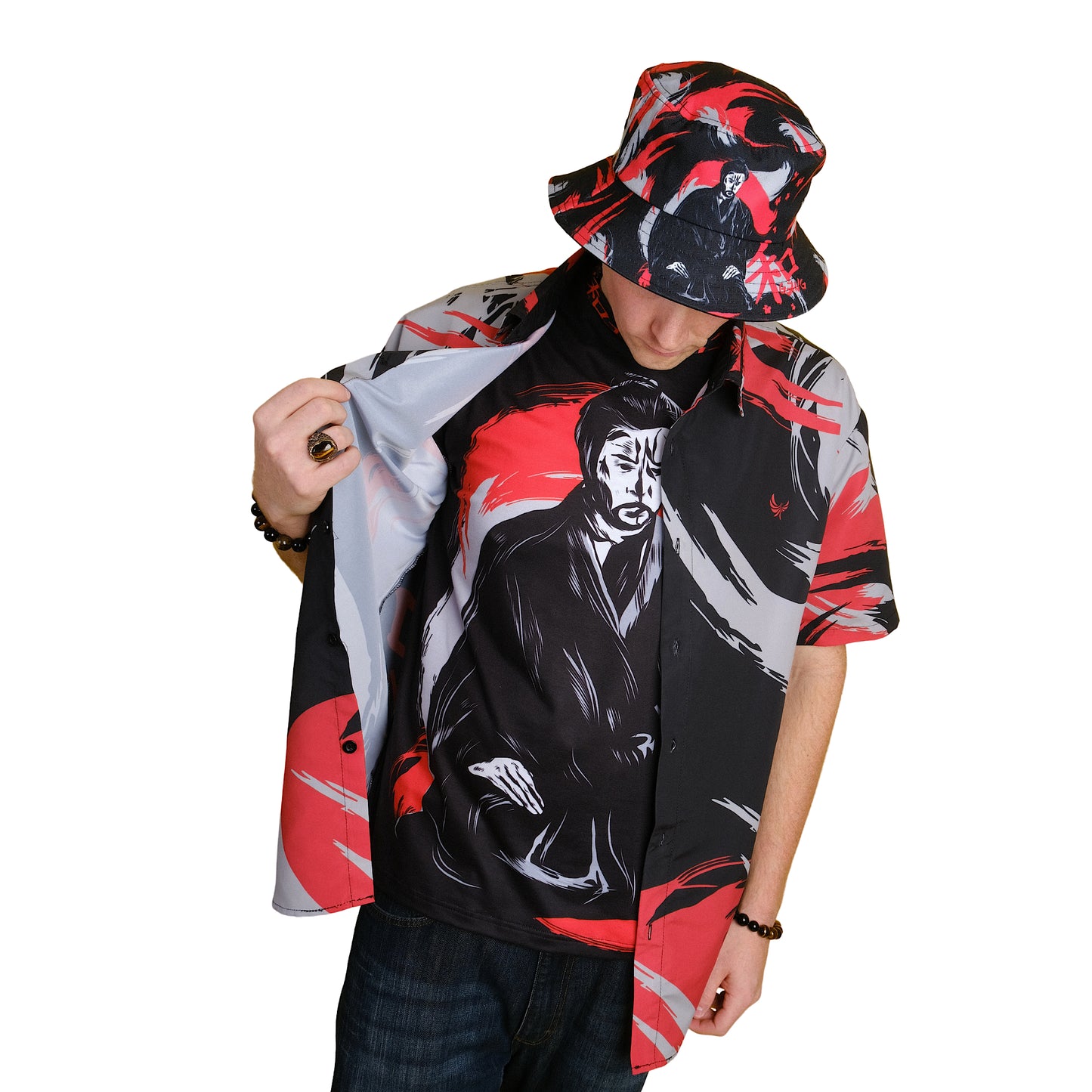 Button Down Shirt " Kanji " PEACE GANG